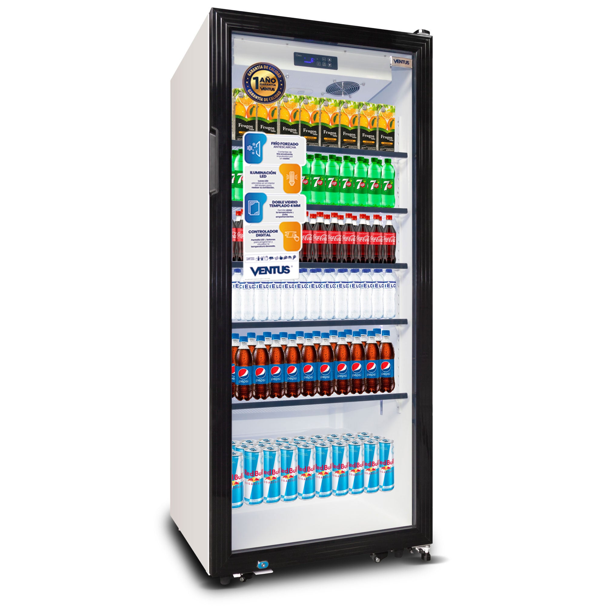 VISICOOLER VENTUS LG-510TC 510L 1 PUERTA NO FROST DOBLE VIDRIO Y LUZ LED - 1