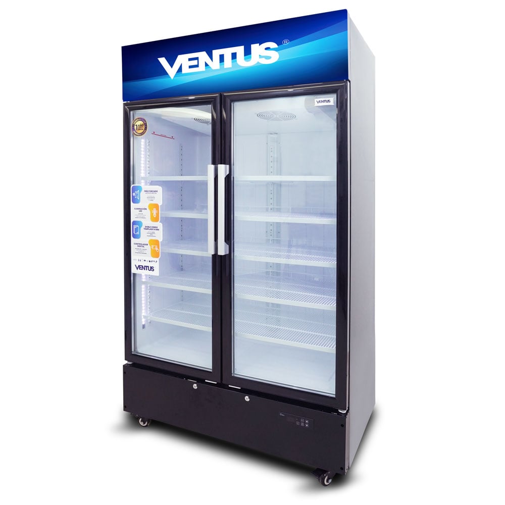 VISICOOLER VENTUS LG-900TC 900L 2 PUERTAS NO FROST DOBLE VIDRIO Y LUZ LED NEGRO - 1