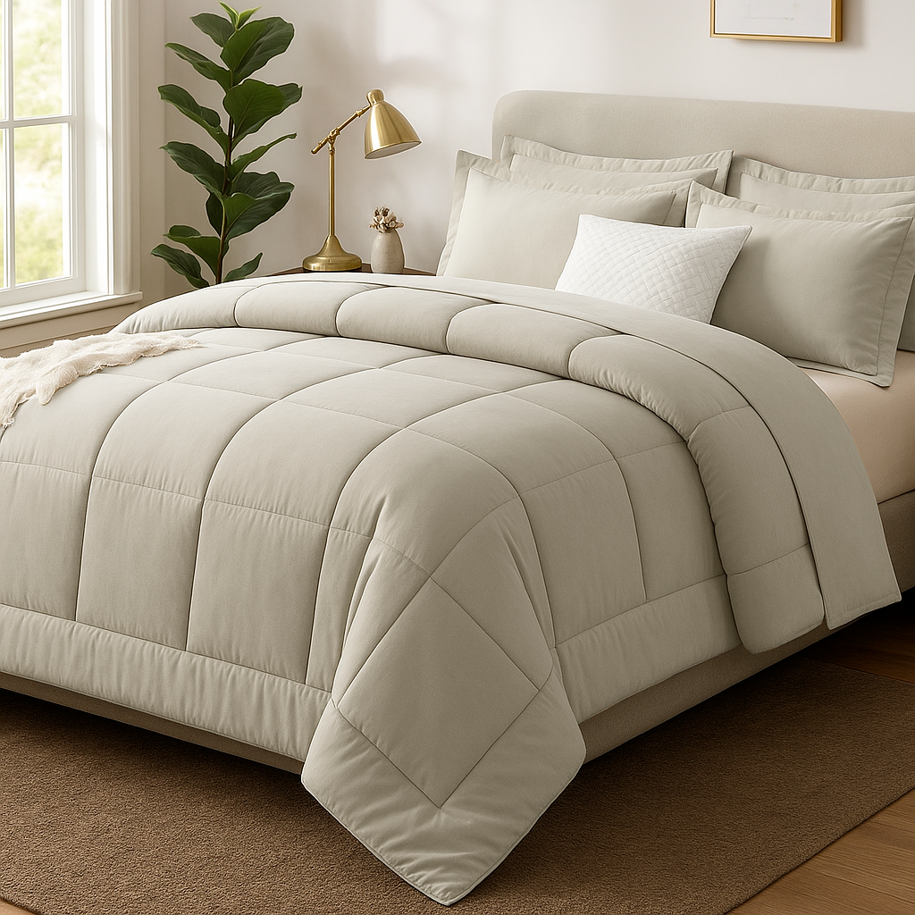 EDREDON NUBE HOGAR QUEEN COOZY SET CUADROS PERU PIMA + FUNDAS DE ALMOHADA - 1