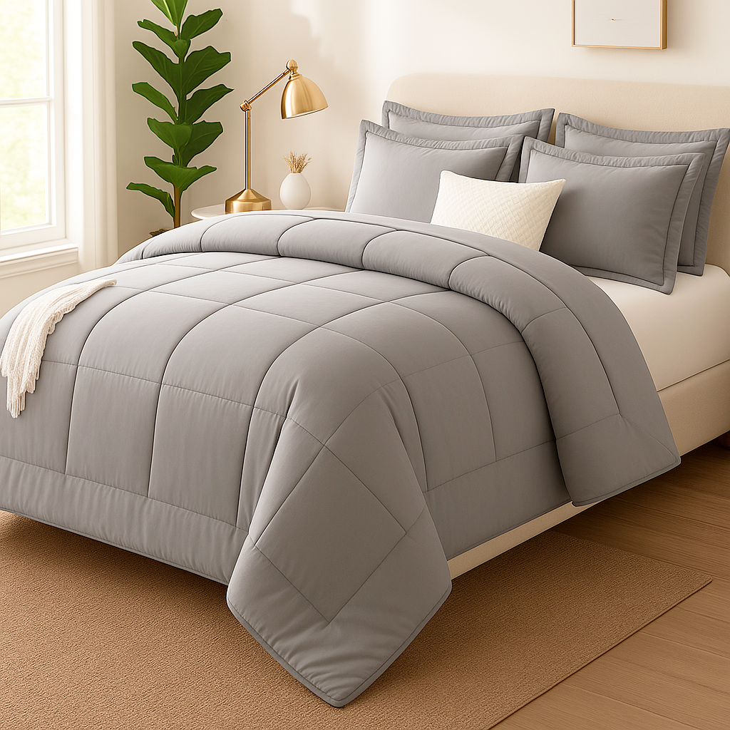 EDREDON NUBE HOGAR 1.5 PLAZA COOZY SET CUADROS PERU PIMA + FUNDAS DE ALMOHADA - 1