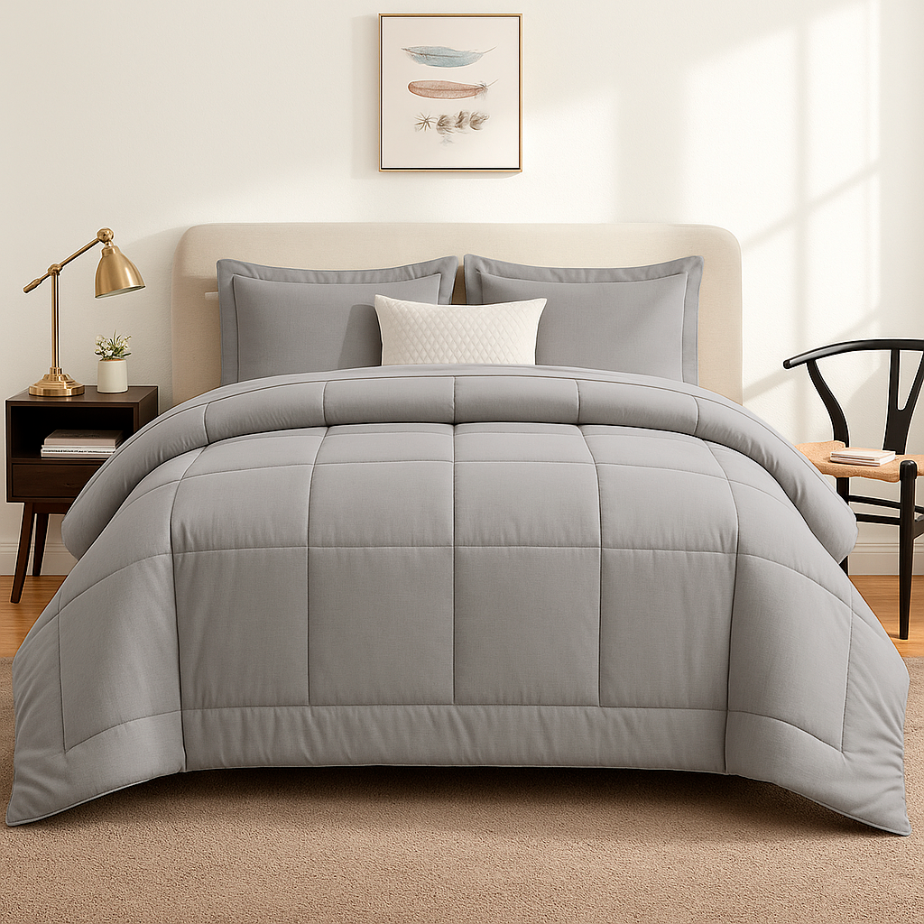 EDREDON NUBE HOGAR 1.5 PLAZA COOZY SET CUADROS PERU PIMA + FUNDAS DE ALMOHADA - 2