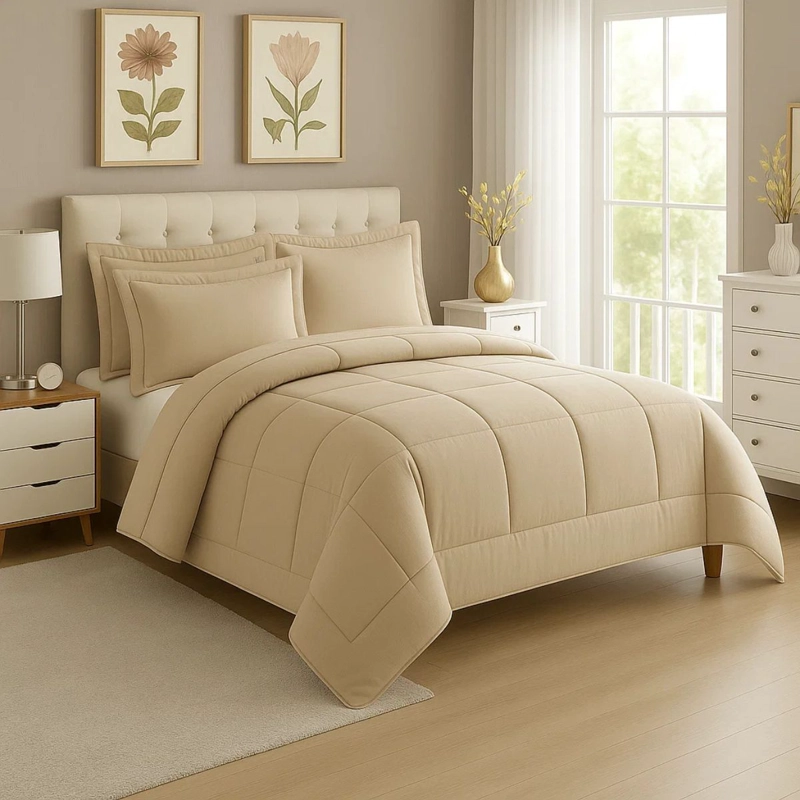 EDREDON NUBE HOGAR 1 PLAZA DAILY SET CUADROS ALGODON + FUNDA DE ALMOHADA - 1