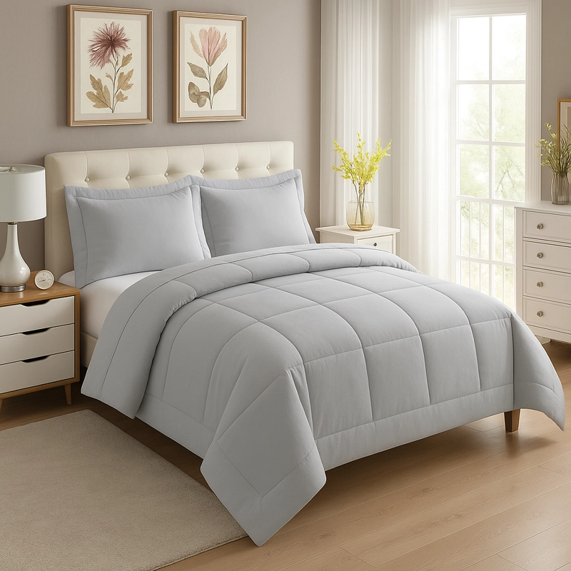 EDREDON NUBE HOGAR 1 PLAZA DAILY SET CUADROS ALGODON + FUNDA DE ALMOHADA - 1