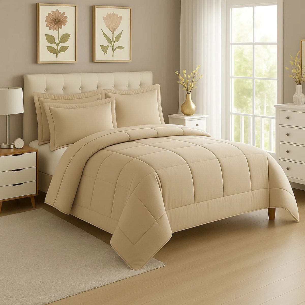 EDREDON NUBE HOGAR KING DAILY SET CUADROS ALGODON + FUNDAS DE ALMOHADA - 1