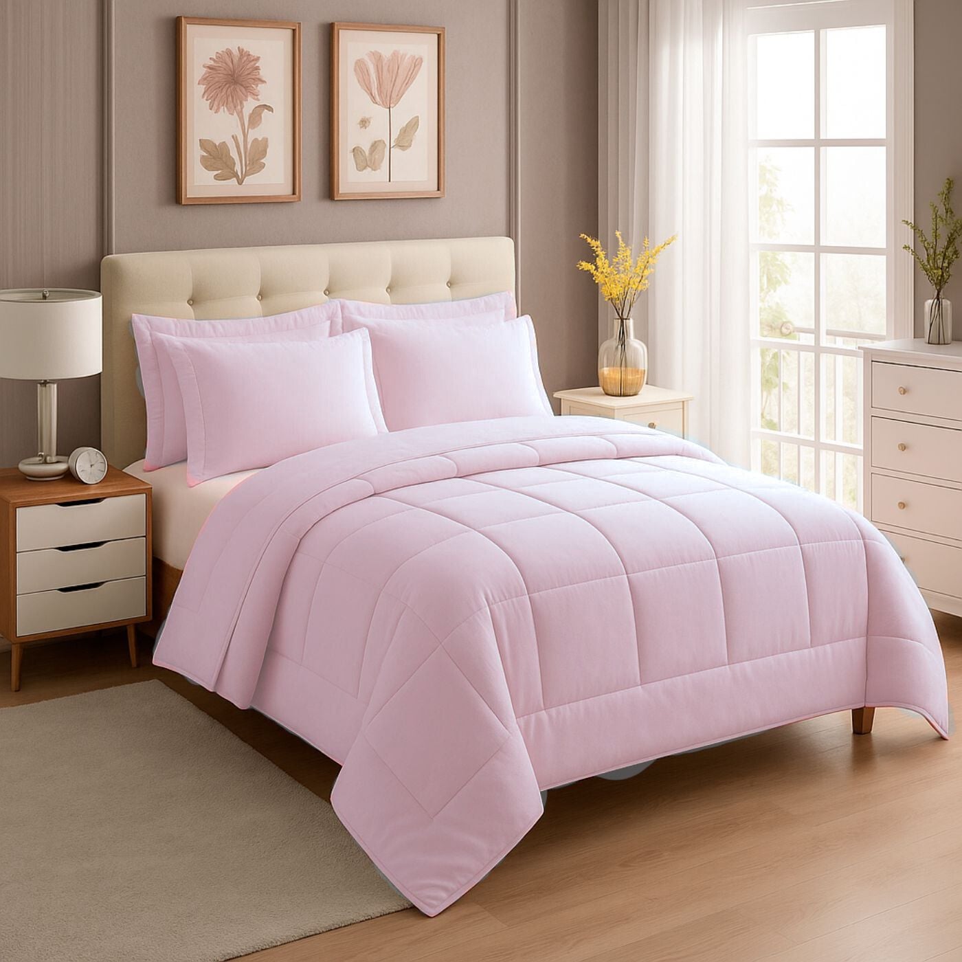 EDREDON NUBE HOGAR QUEEN DAILY SET CUADROS ALGODON + FUNDAS DE ALMOHADA - 1