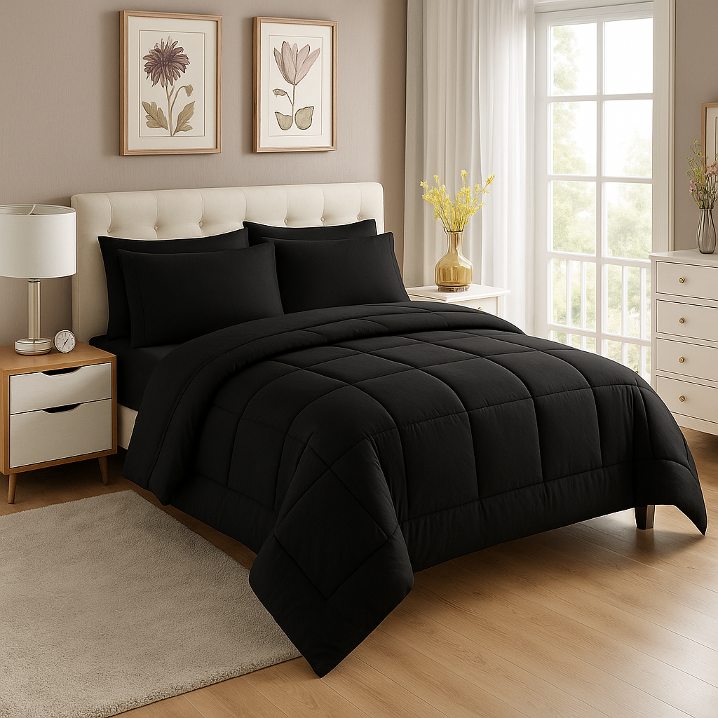 EDREDON NUBE HOGAR 1.5 PLAZA DAILY SET CUADROS ALGODON + FUNDAS DE ALMOHADA - 1