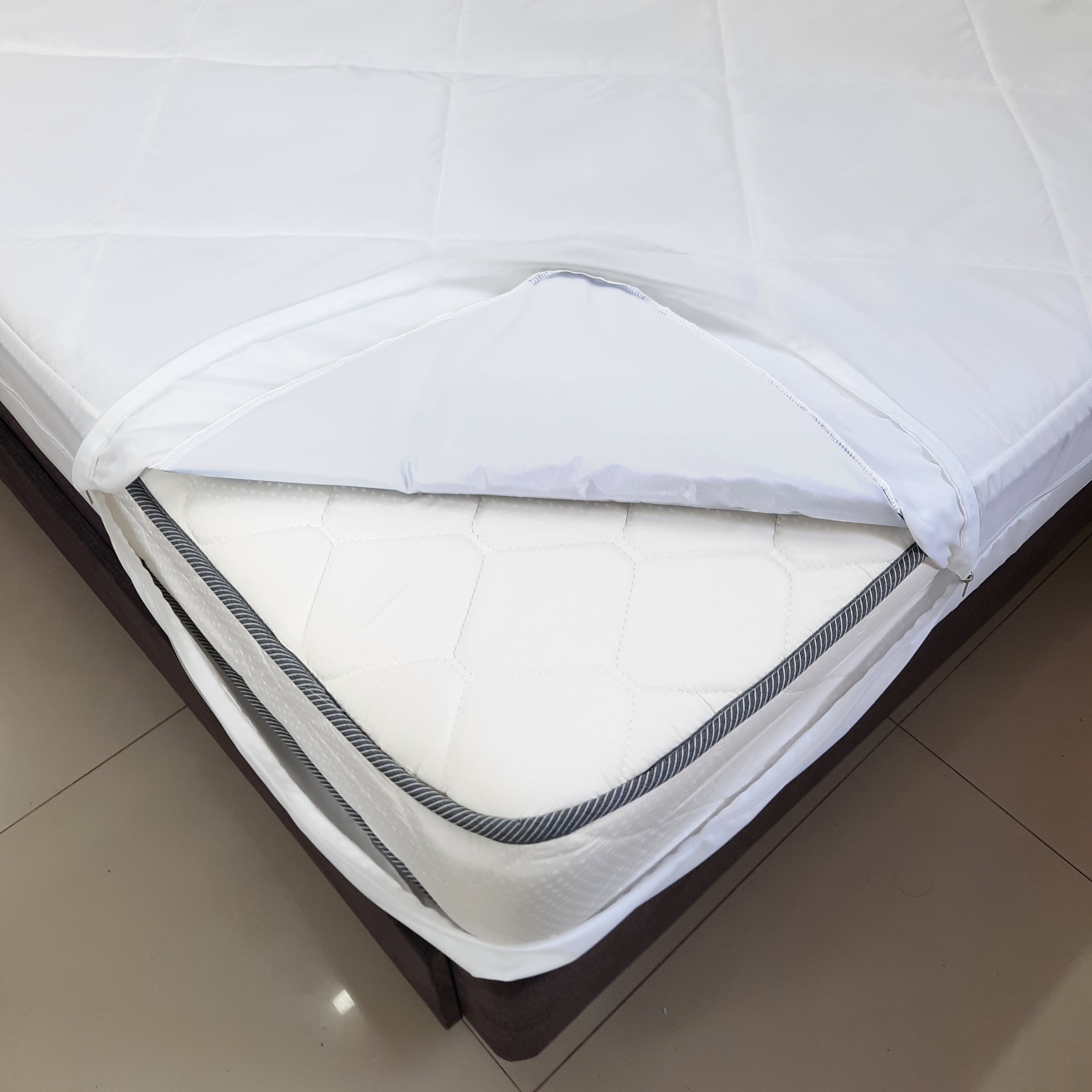 FORRO DE COLCHON NUBE HOGAR 1 PLAZA CON CIERRE ALGODON ACOLCHADO IMPERMEABLE 30CM - 2