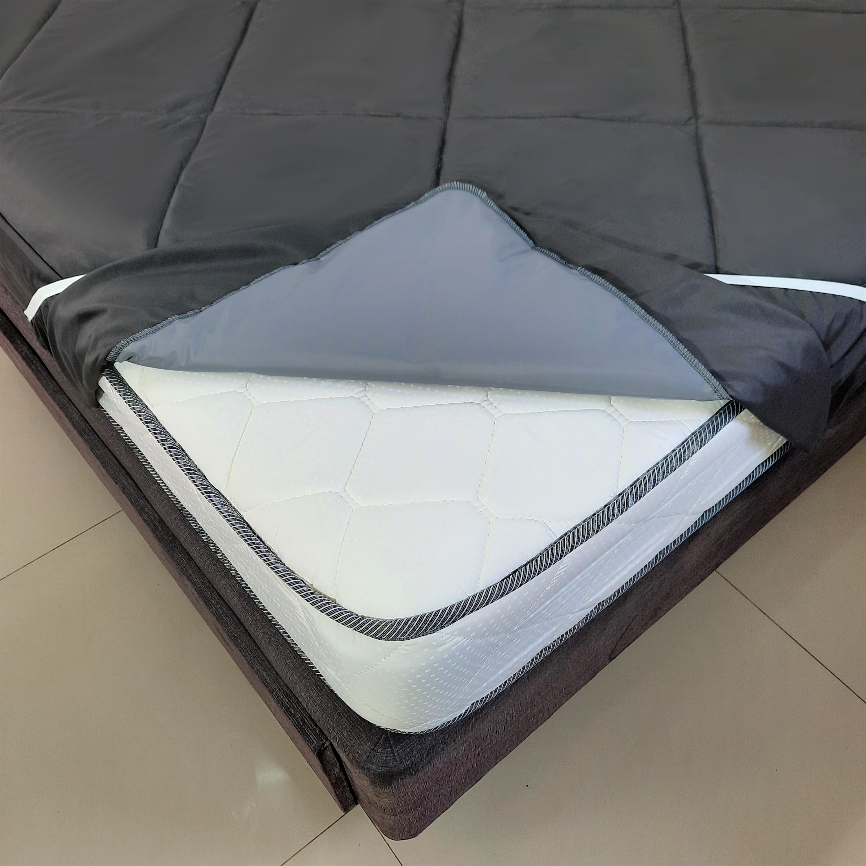 FORRO DE COLCHON NUBE HOGAR KING 200CM X 200CM CON CIERRE ALGODON ACOLCHADO IMPERMEABLE 25CM - 2