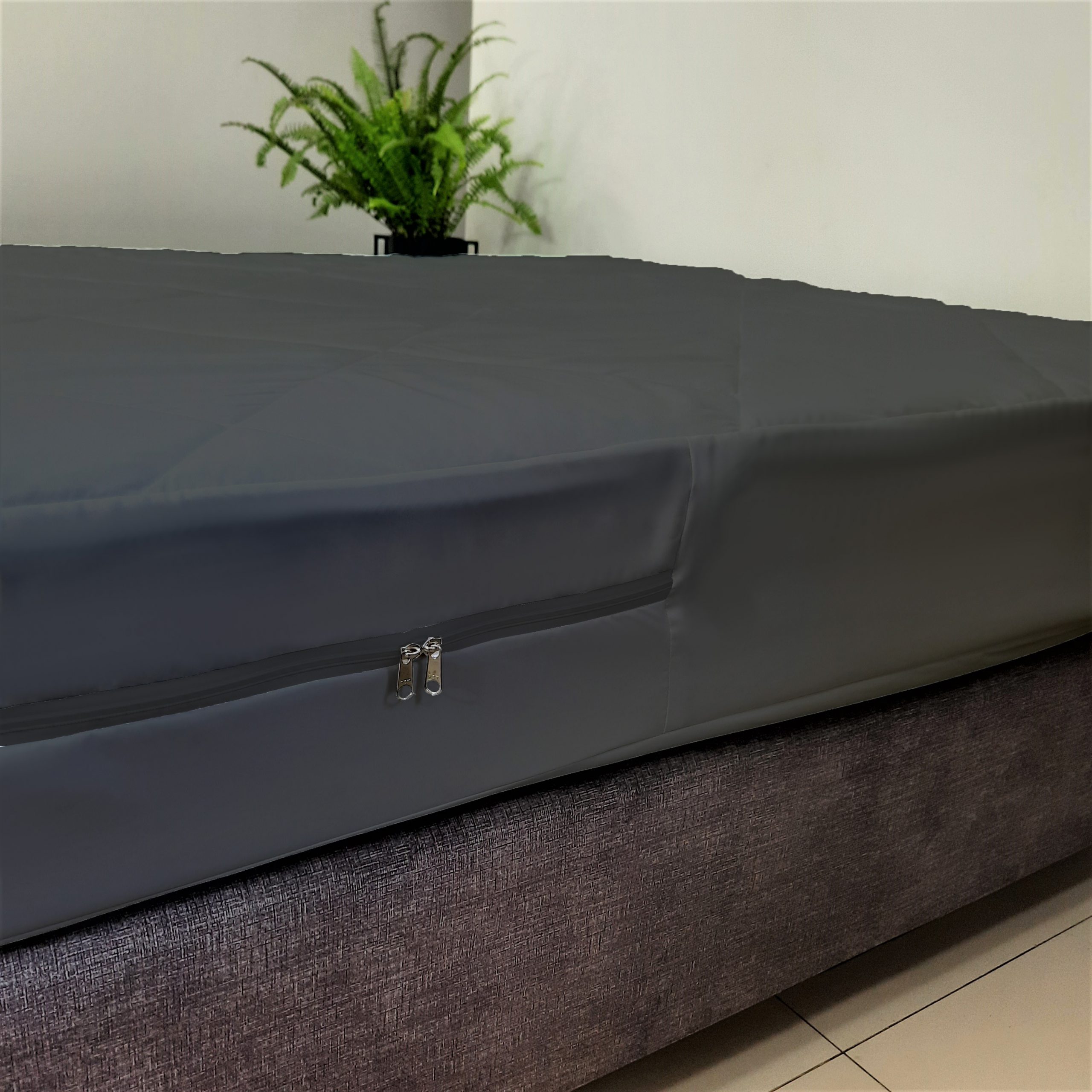 FORRO DE COLCHON NUBE HOGAR KING 200CM X 200CM CON CIERRE ALGODON ACOLCHADO IMPERMEABLE 25CM - 3