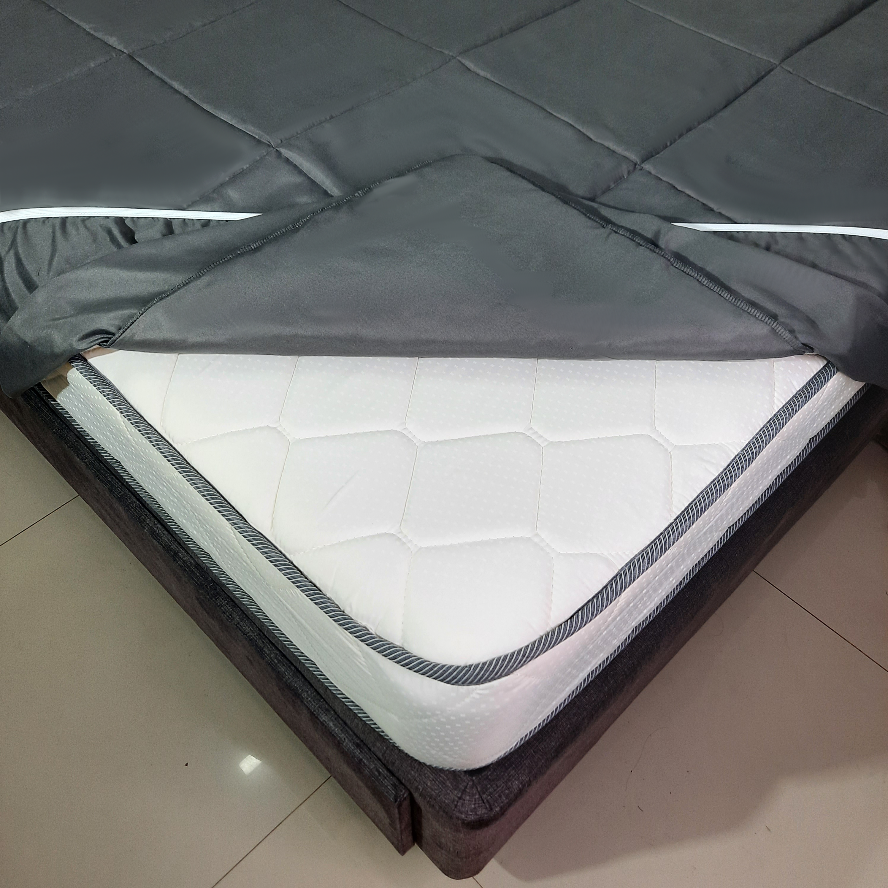 PROTECTOR DE COLCHON NUBE HOGAR KING 200CM X 200CM ELASTICADO ALGODON ACOLCHADO - 2
