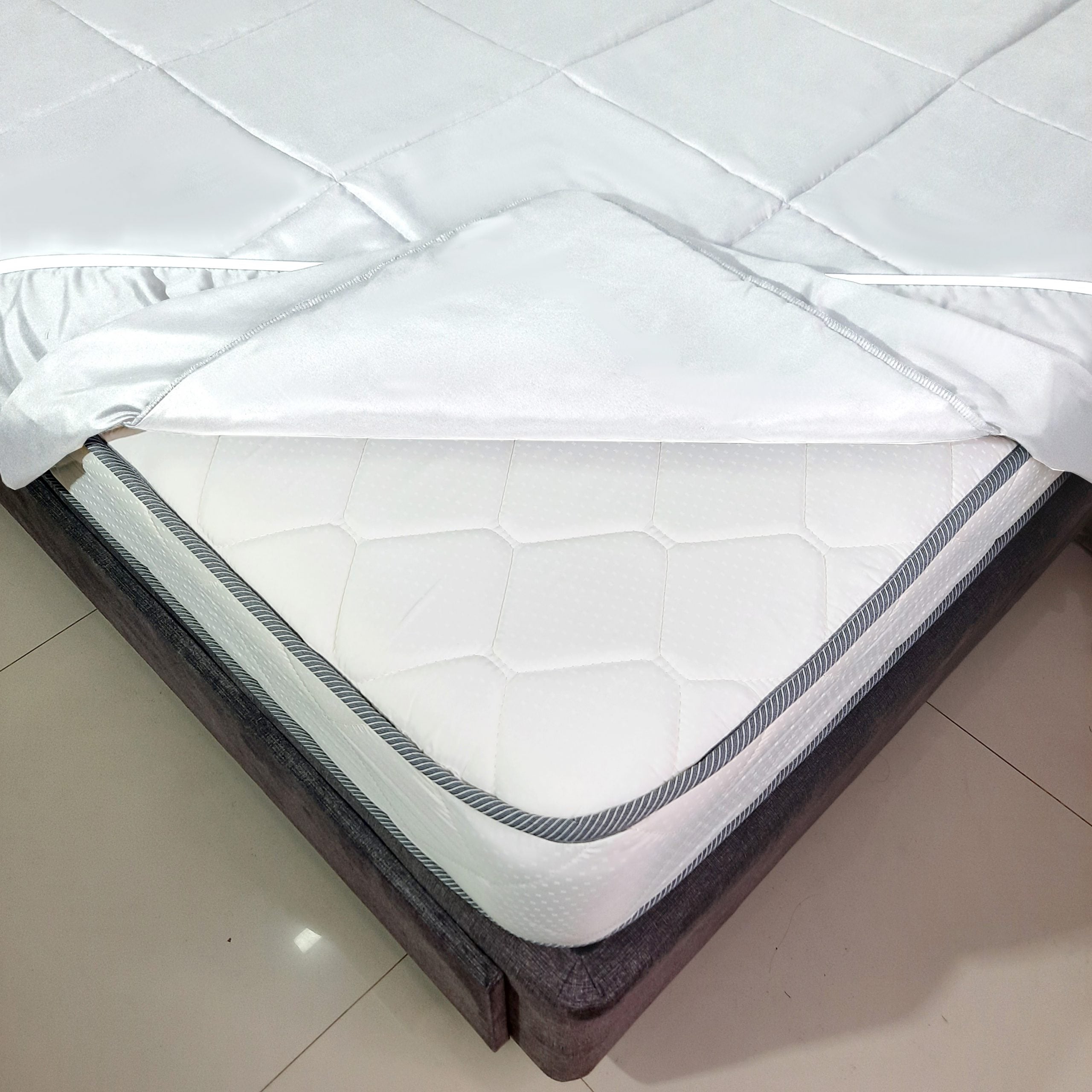 PROTECTOR DE COLCHON NUBE HOGAR KING 198CM X 203CM ELASTICADO ALGODON ACOLCHADO - 2