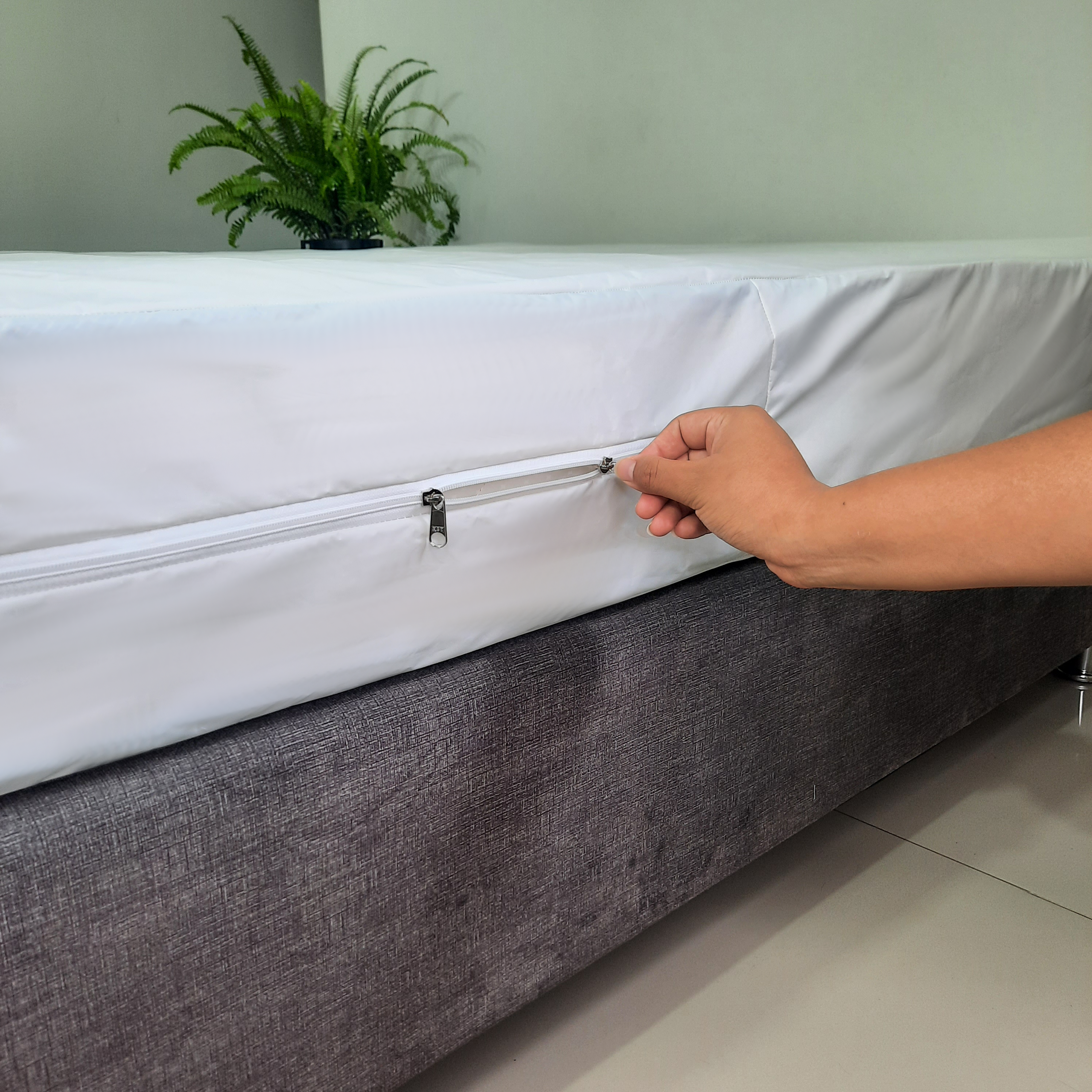 FORRO DE COLCHON NUBE HOGAR QUEEN 160CM X 200CM CON CIERRE ALGODON ACOLCHADO 35CM - 2