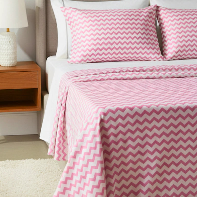 JUEGO DE SÁBANAS ALGODÓN PIMA 1 PLAZA ZIGZAG PLUS SIZE - 1