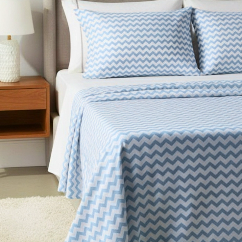 JUEGO DE SÁBANAS ALGODÓN PIMA QUEEN ZIGZAG PLUS SIZE - 1