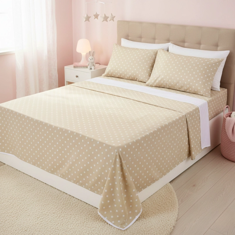 JUEGO DE SÁBANAS ALGODÓN PIMA QUEEN COLOR STAR WHITE PLUS SIZE - 1