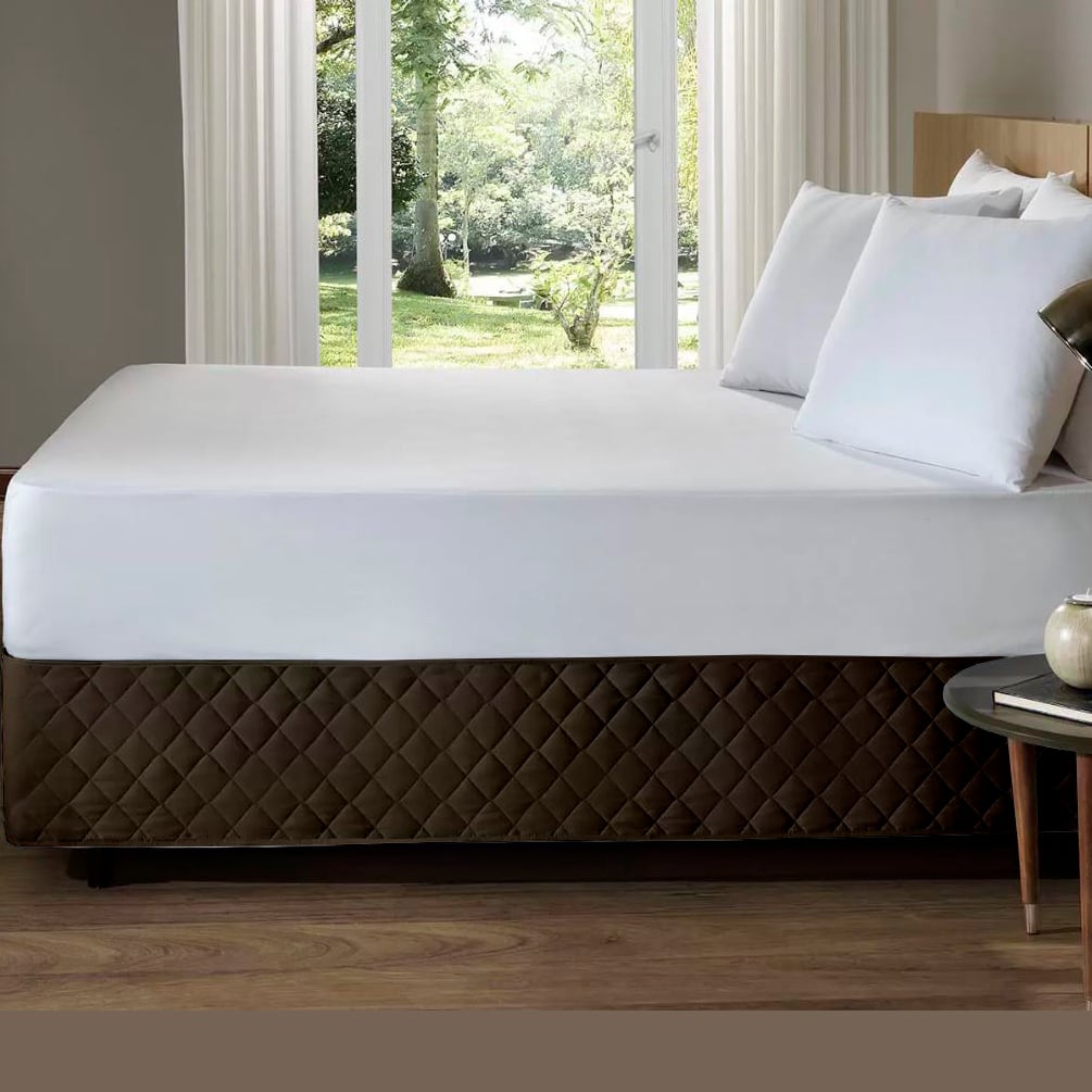 FALDON DE TARIMA 2 PLAZAS QUILTED ROMBOS MARRON 35CM PROMO - 1