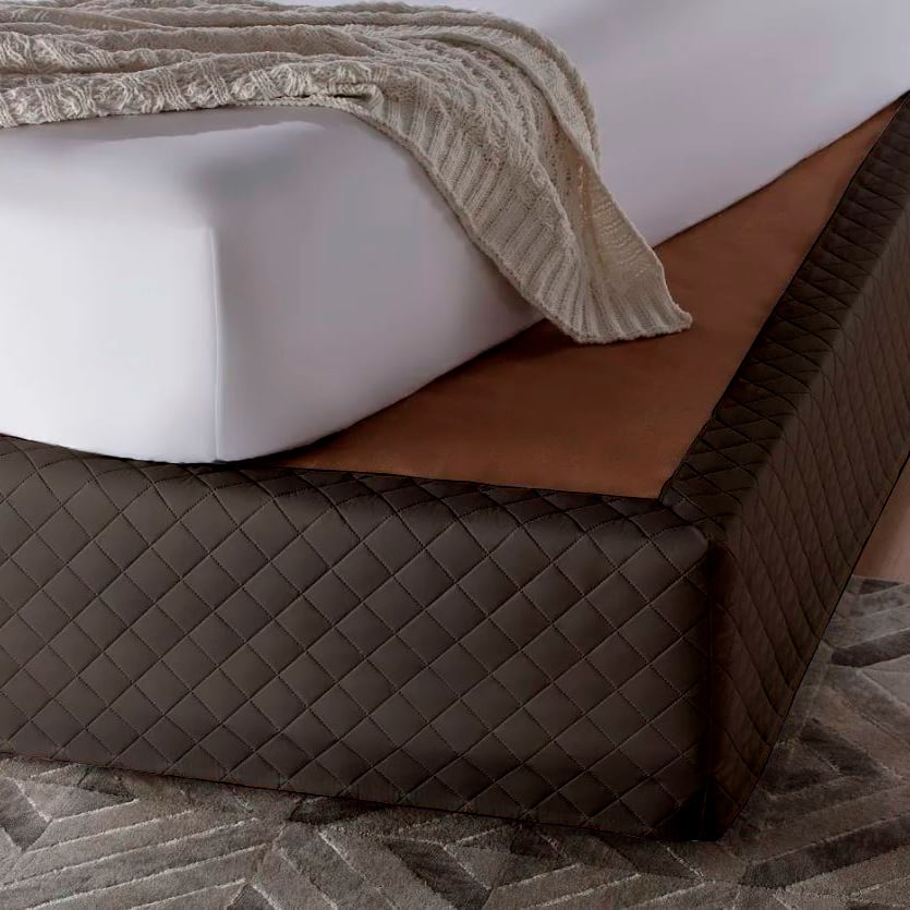 FALDON DE TARIMA 2 PLAZAS QUILTED ROMBOS MARRON 35CM PROMO - 2