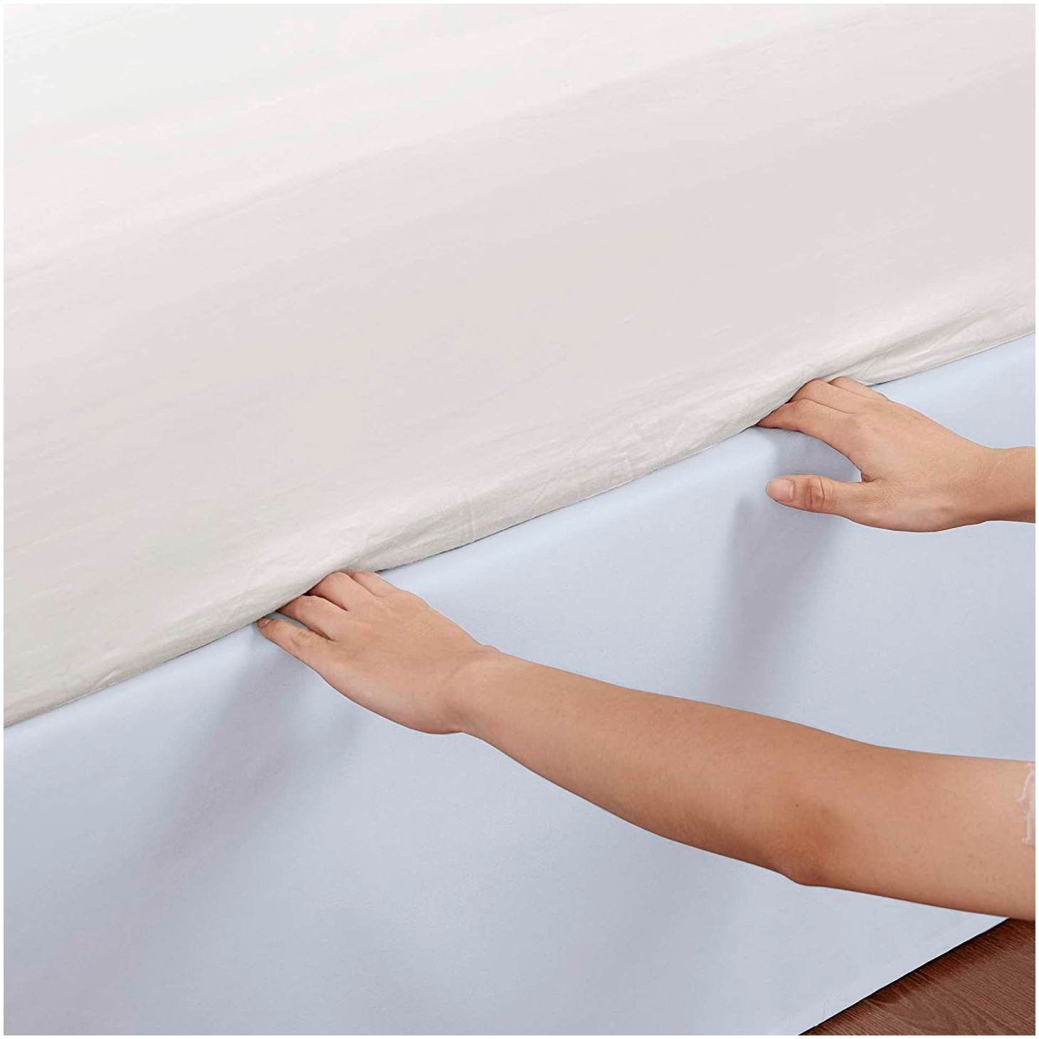 FALDON DE TARIMA 1.5 PLAZA MINIMAL DRILL BLANCO 30CM PROMO - 2