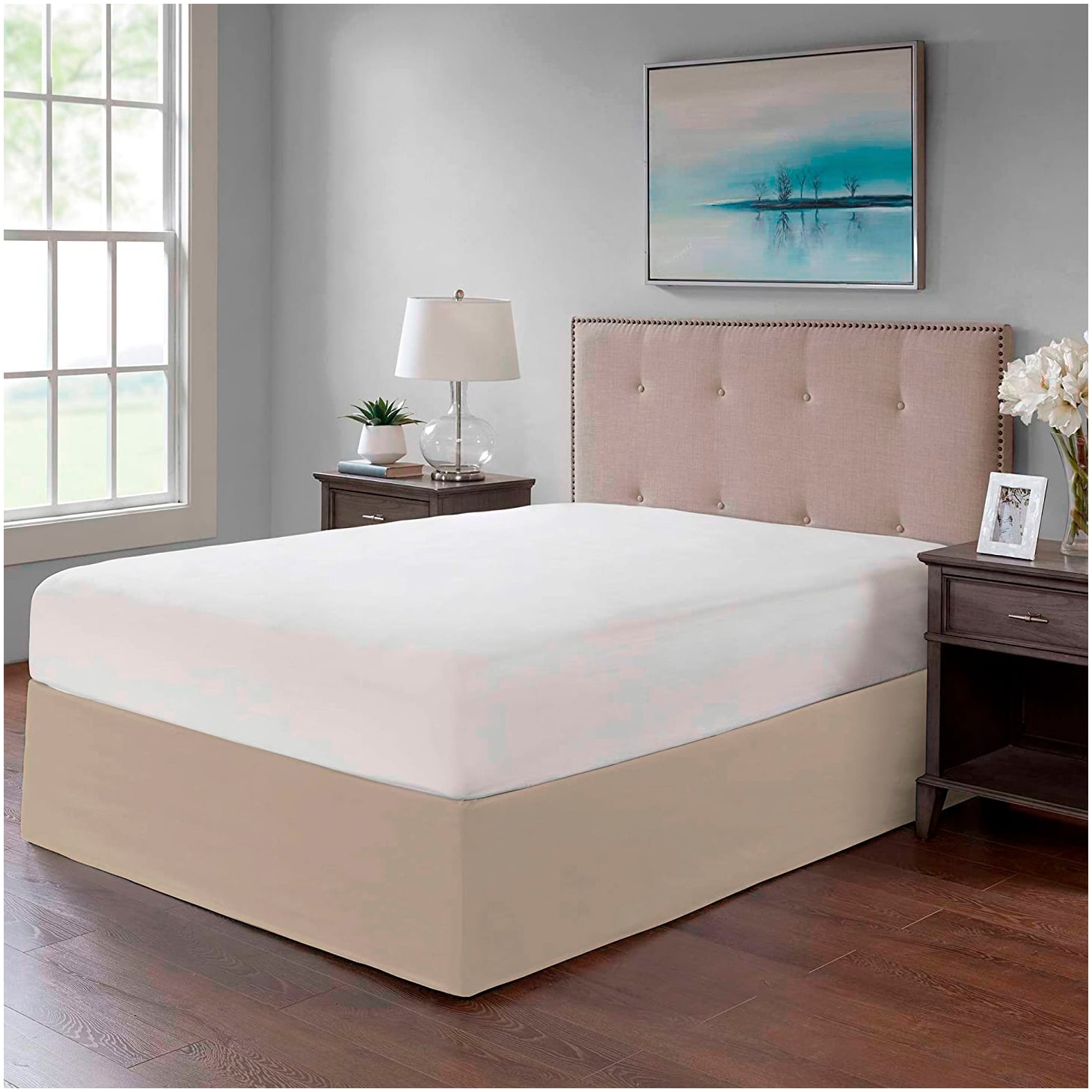 FALDON DE TARIMA 2 PLAZAS MINIMAL DRILL BEIGE CLARO 30CM PROMO - 1