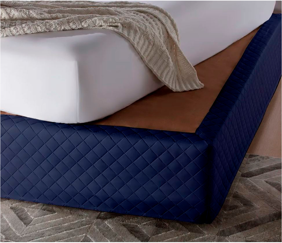 FALDON DE TARIMA 2 PLAZAS QUILTED ROMBOS AZUL MARINO 35CM PROMO - 2