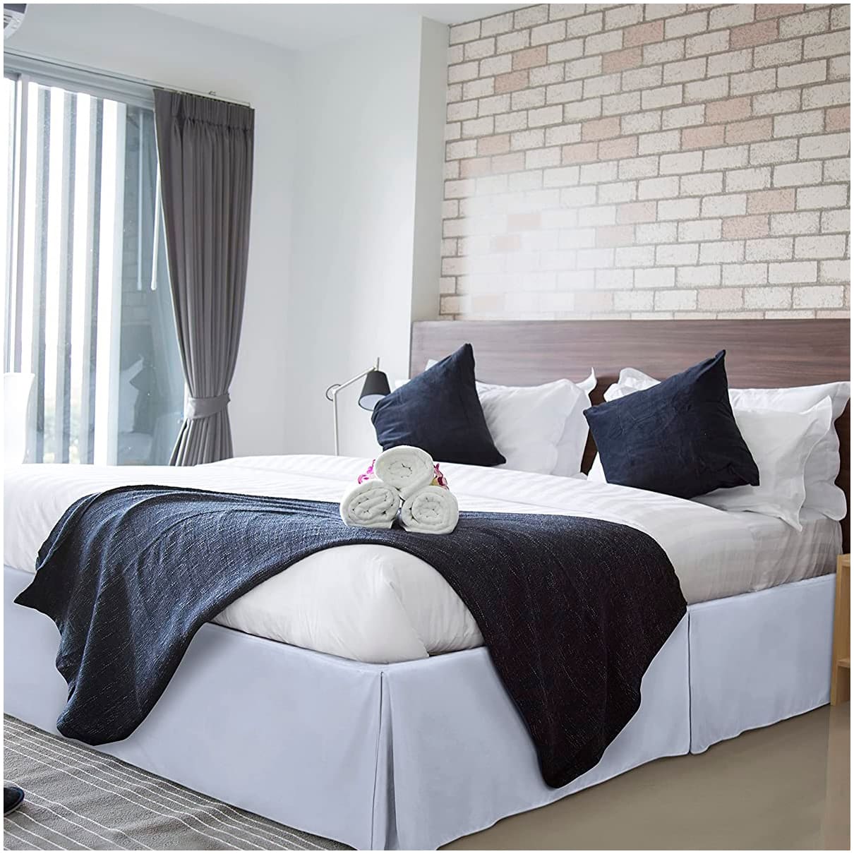 FALDÓN DE TARIMA 1.5 PLAZA ELEGANCE DRILL BLANCO 25CM PROMO - 1