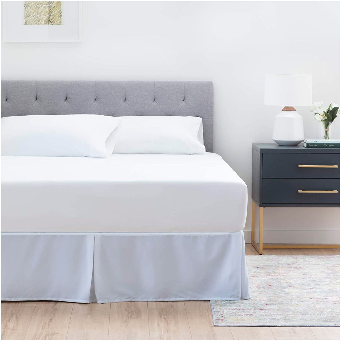 FALDON DE TARIMA QUEEN 160CM X 200CM ELEGANCE DRILL BLANCO 35CM PROMO - 2
