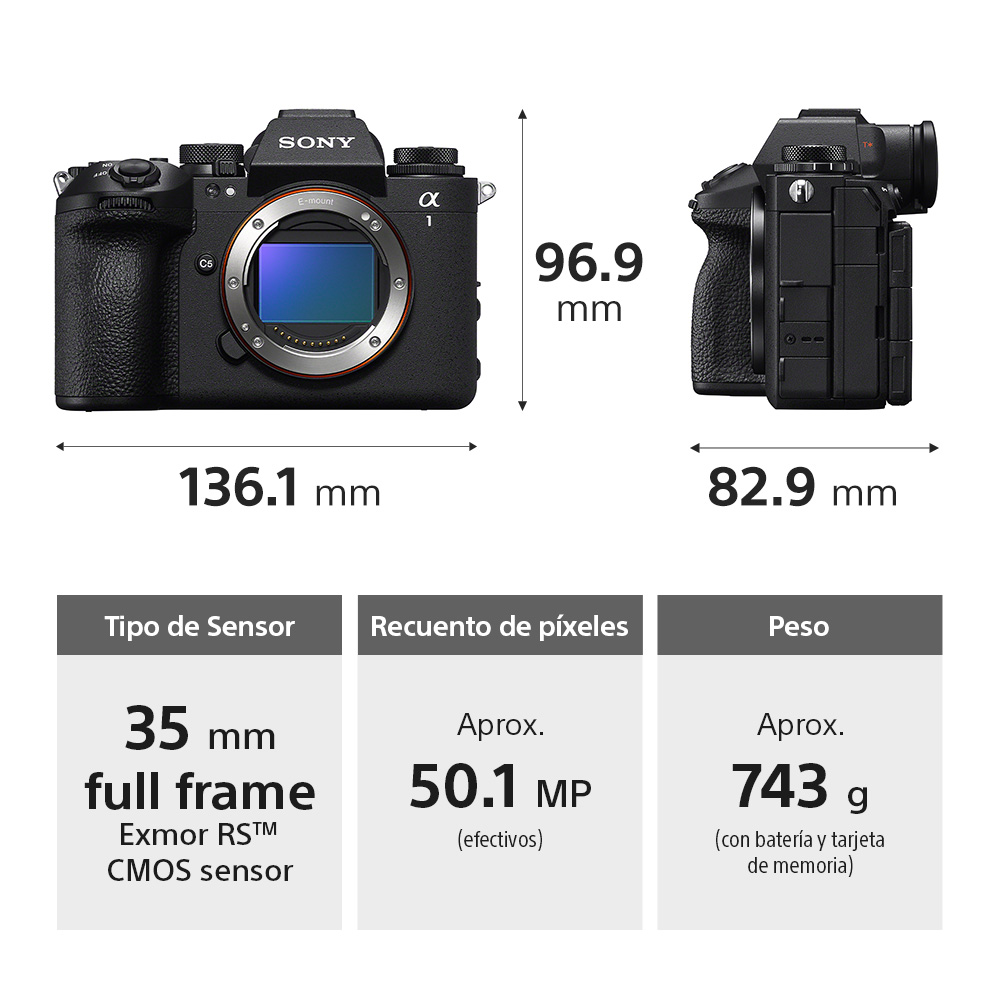 SONY CÁMARA ILCE-1M2 FULL FRAME MIRRORLESS NEGRO - 5