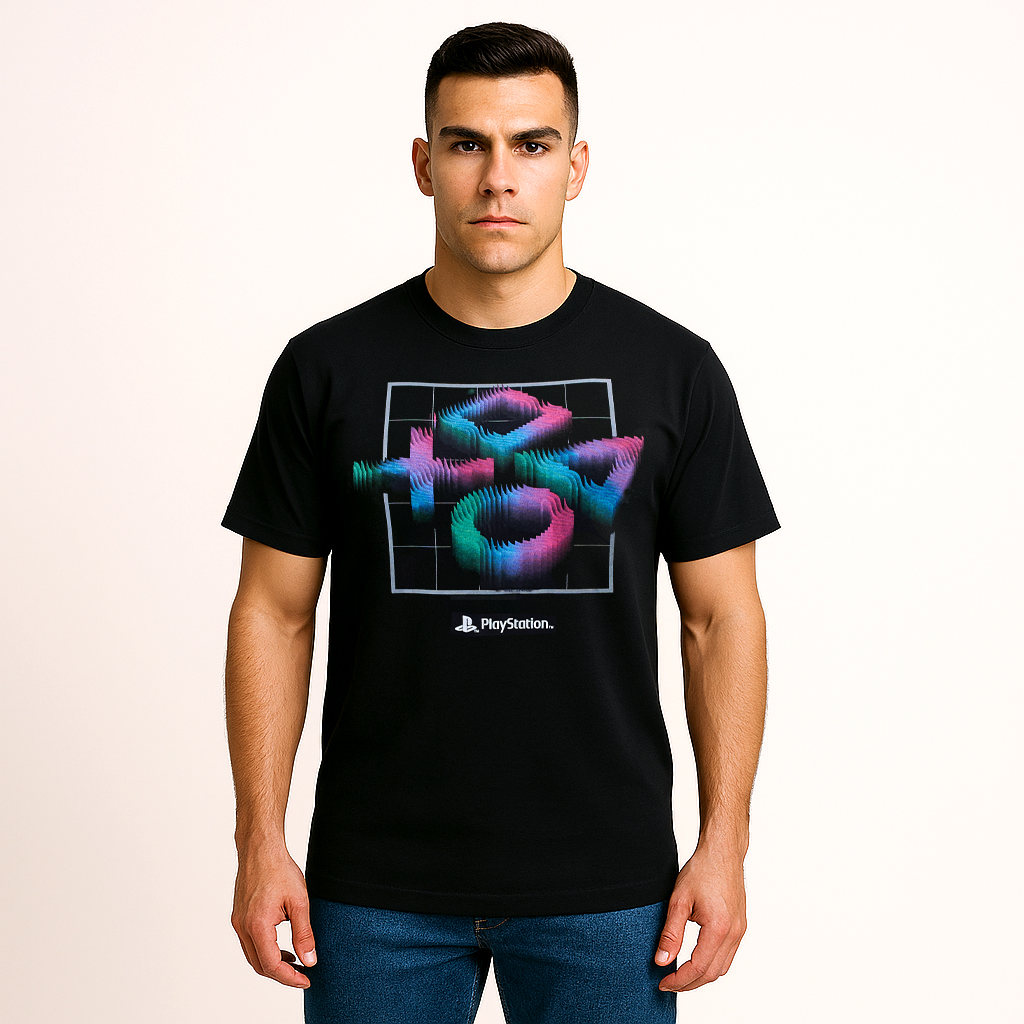 POLO OFICIAL PLAYSTATION BOTONES 3D NEGRO - 1