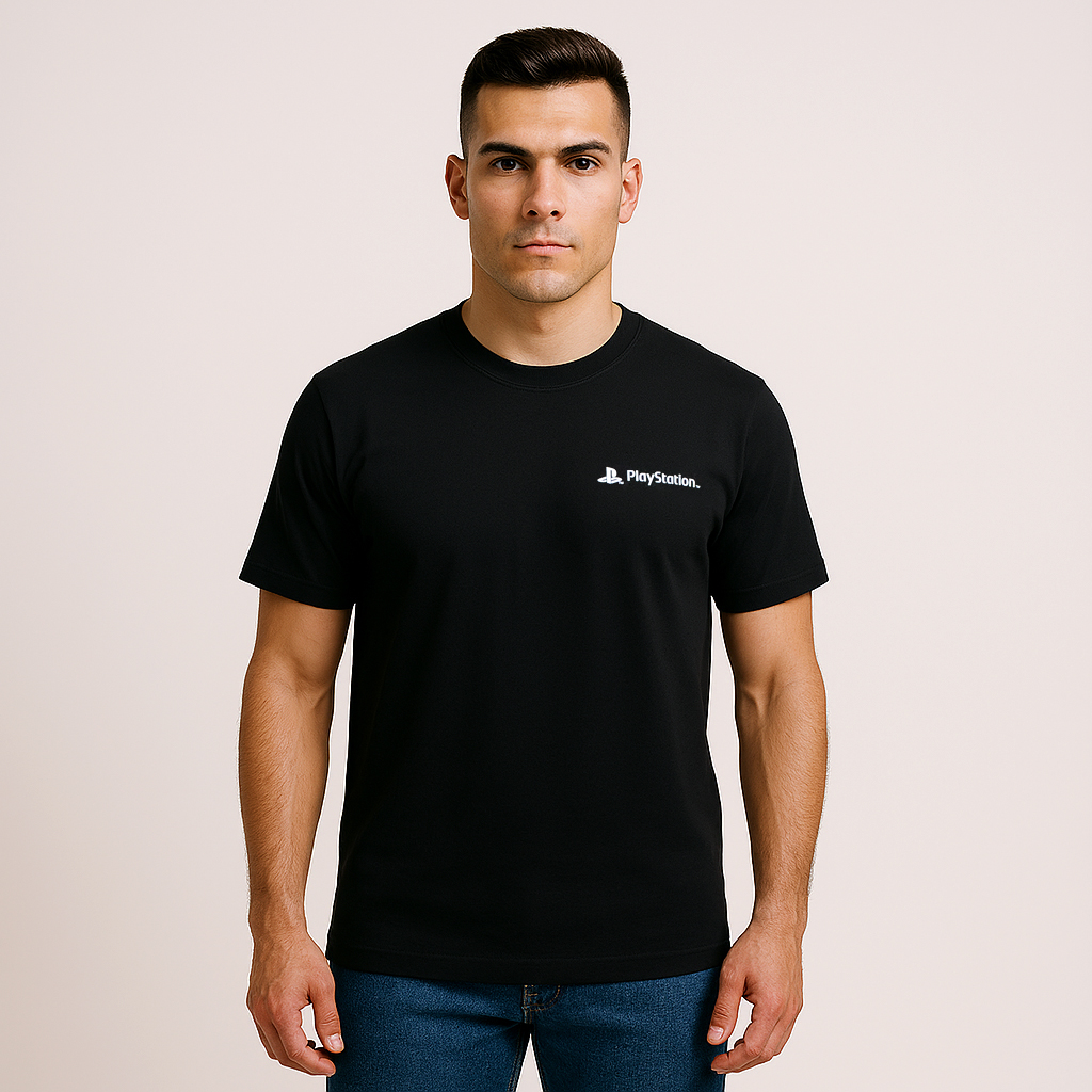 POLO OFICIAL PLAYSTATION ACUARELA NEGRO - 1