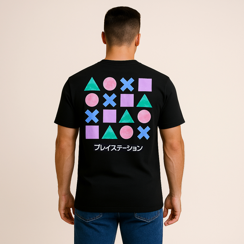 POLO OFICIAL PLAYSTATION ACUARELA NEGRO - 2