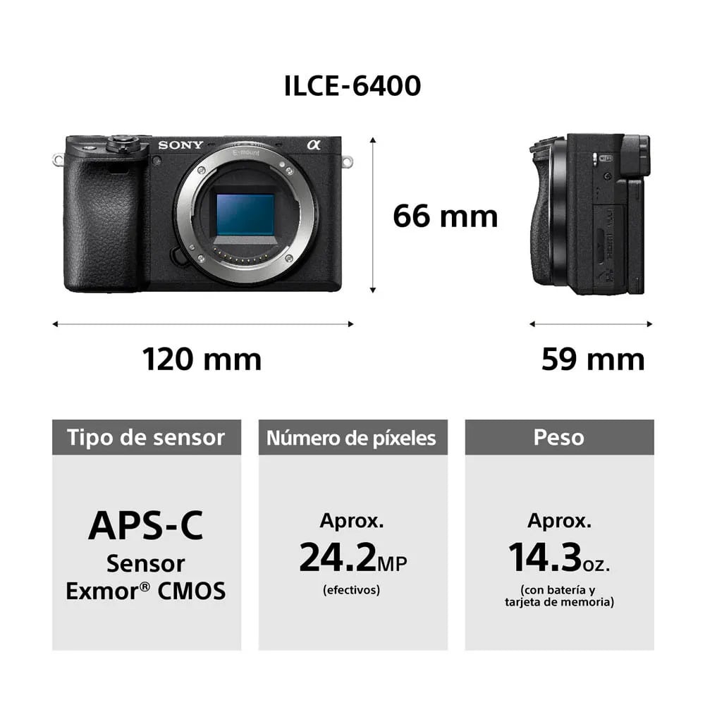 SONY CÁMARA ALPHA ILCE-6400K MIRRORLESS CON LENTE 16-50MM II - 2
