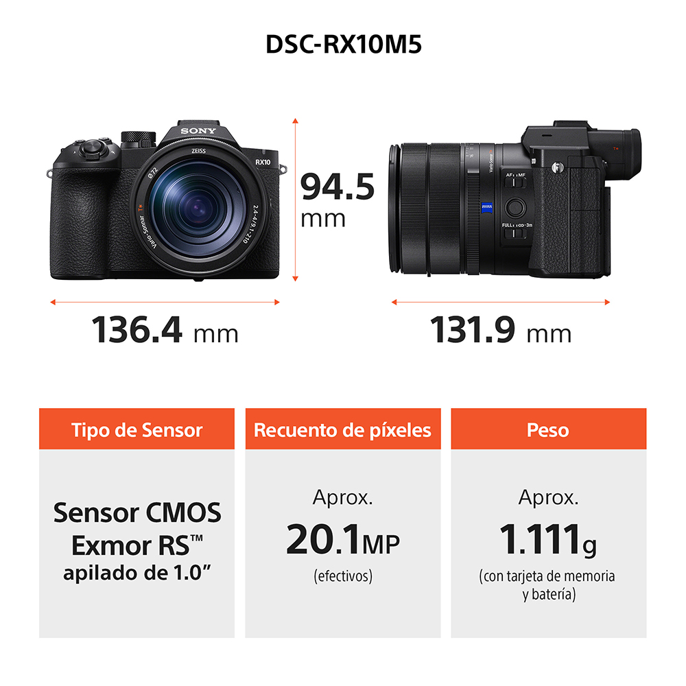SONY CAMARA COMPACTA DSC-RX10M5 CON LENTE FIJO 24-600MM - 6