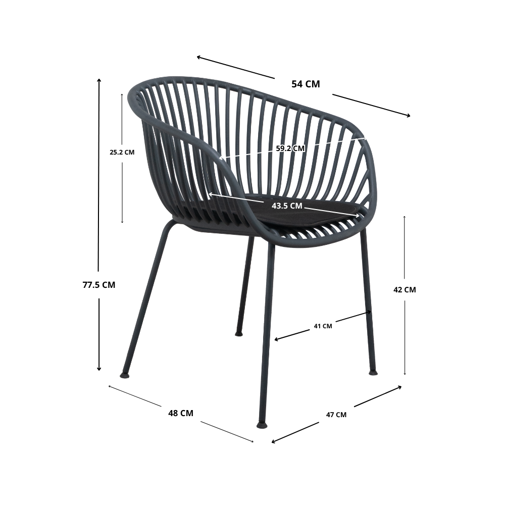 SILLA DE COMEDOR NIHMO COLME DE PLÁSTICO GRIS OSCURO - 3