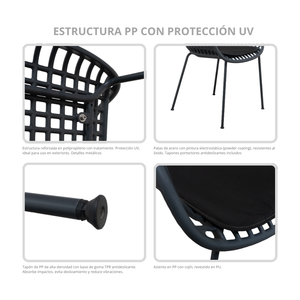 SILLA DE COMEDOR NIHMO COLME DE PLÁSTICO GRIS OSCURO - 5