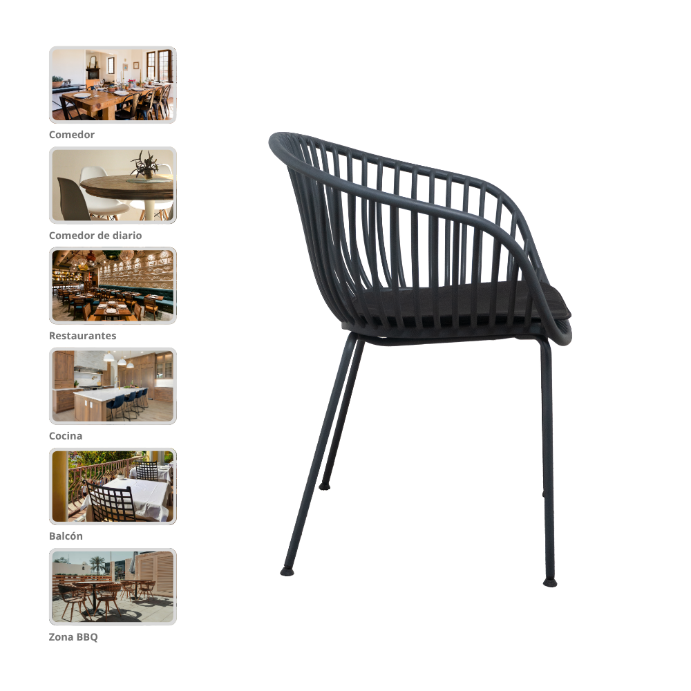 SILLA DE COMEDOR NIHMO COLME DE PLÁSTICO GRIS OSCURO - 7