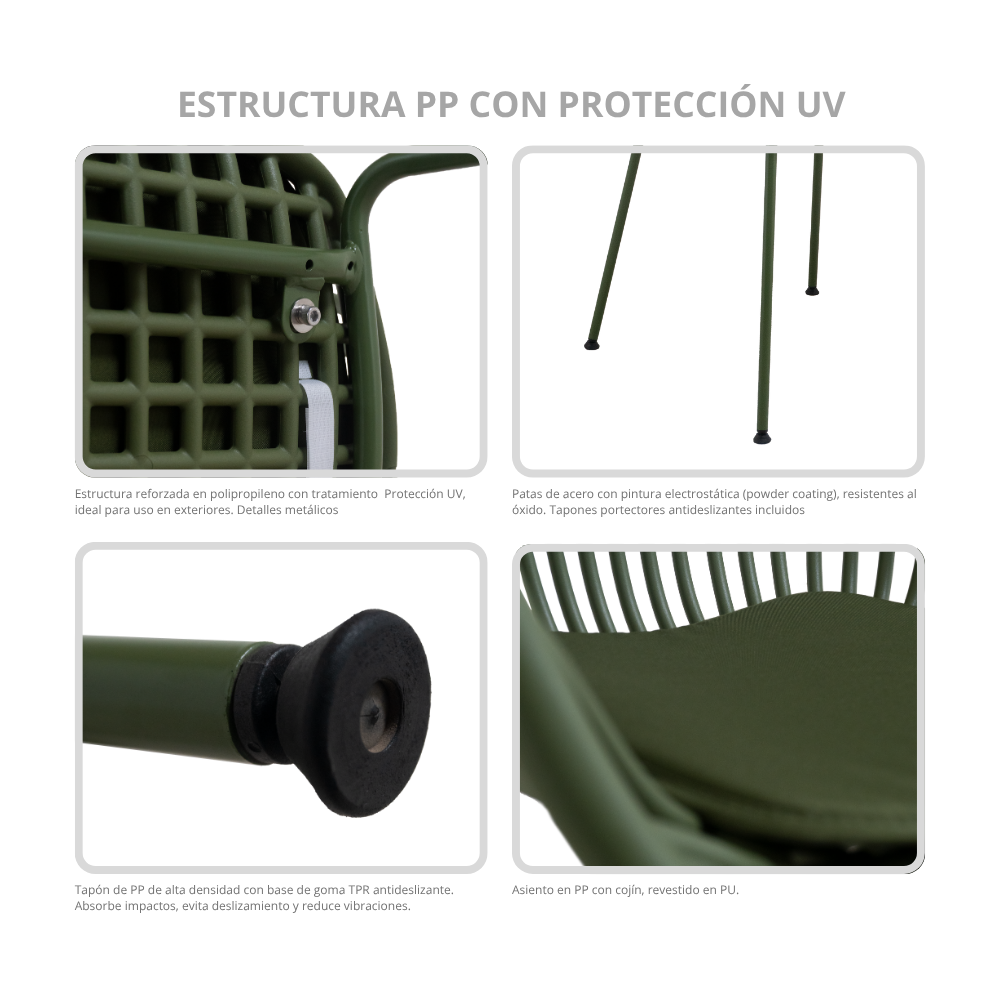 SILLA DE COMEDOR NIHMO COLME DE POLIPROPILENO VERDE - 5