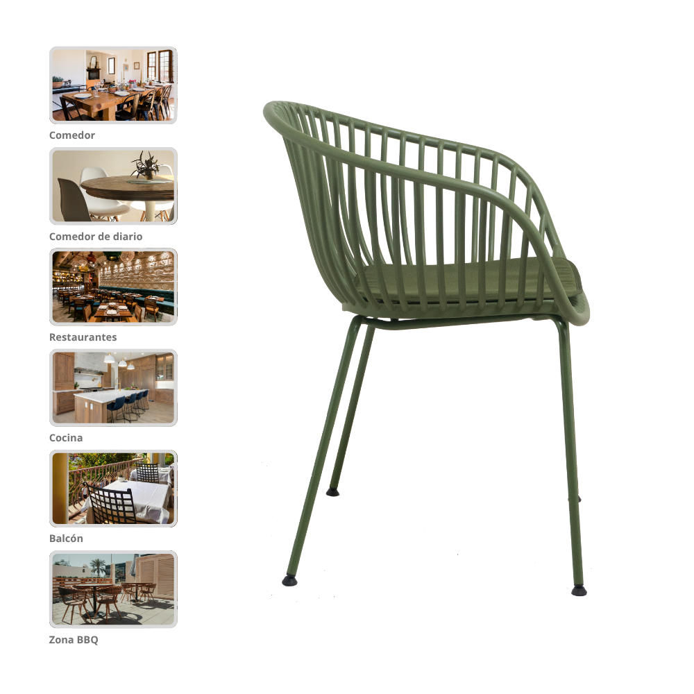SILLA DE COMEDOR NIHMO COLME DE POLIPROPILENO VERDE - 7