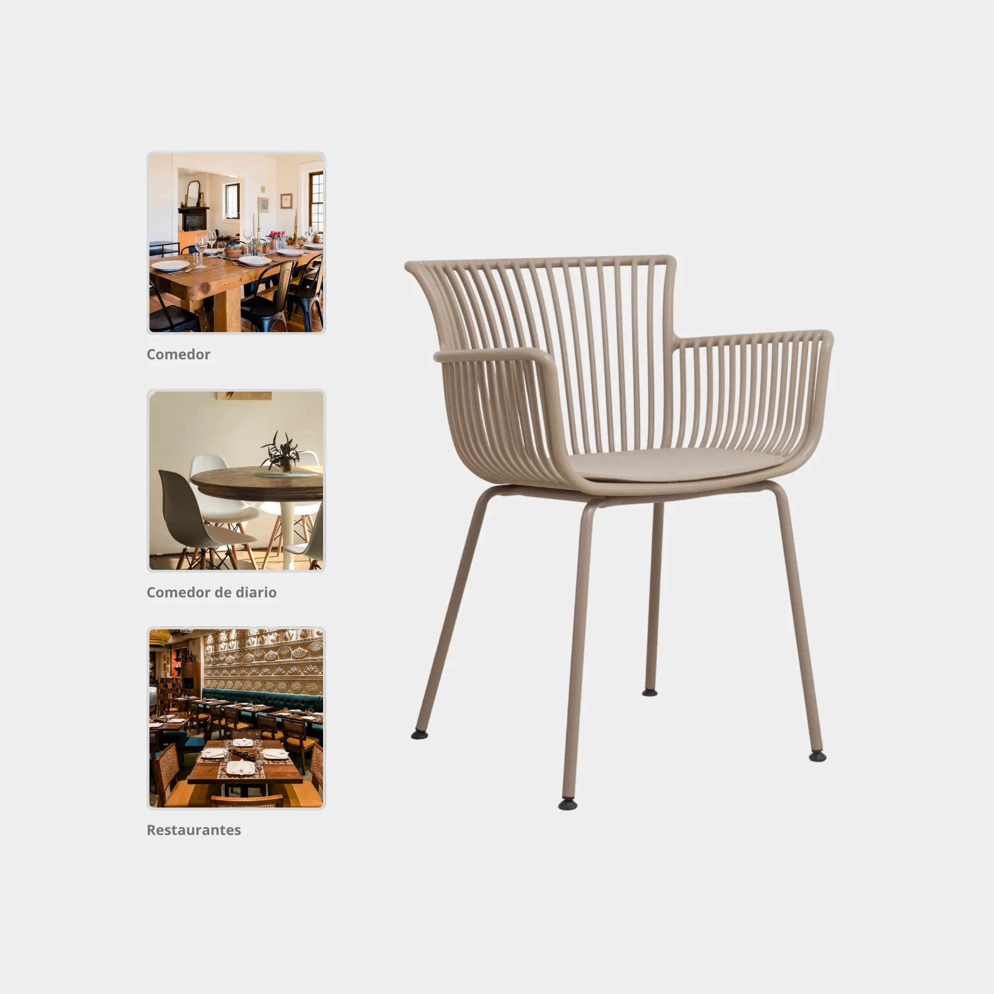 SILLA COMEDOR JAI ALAI POLIPROPILENO BEIGE - 5