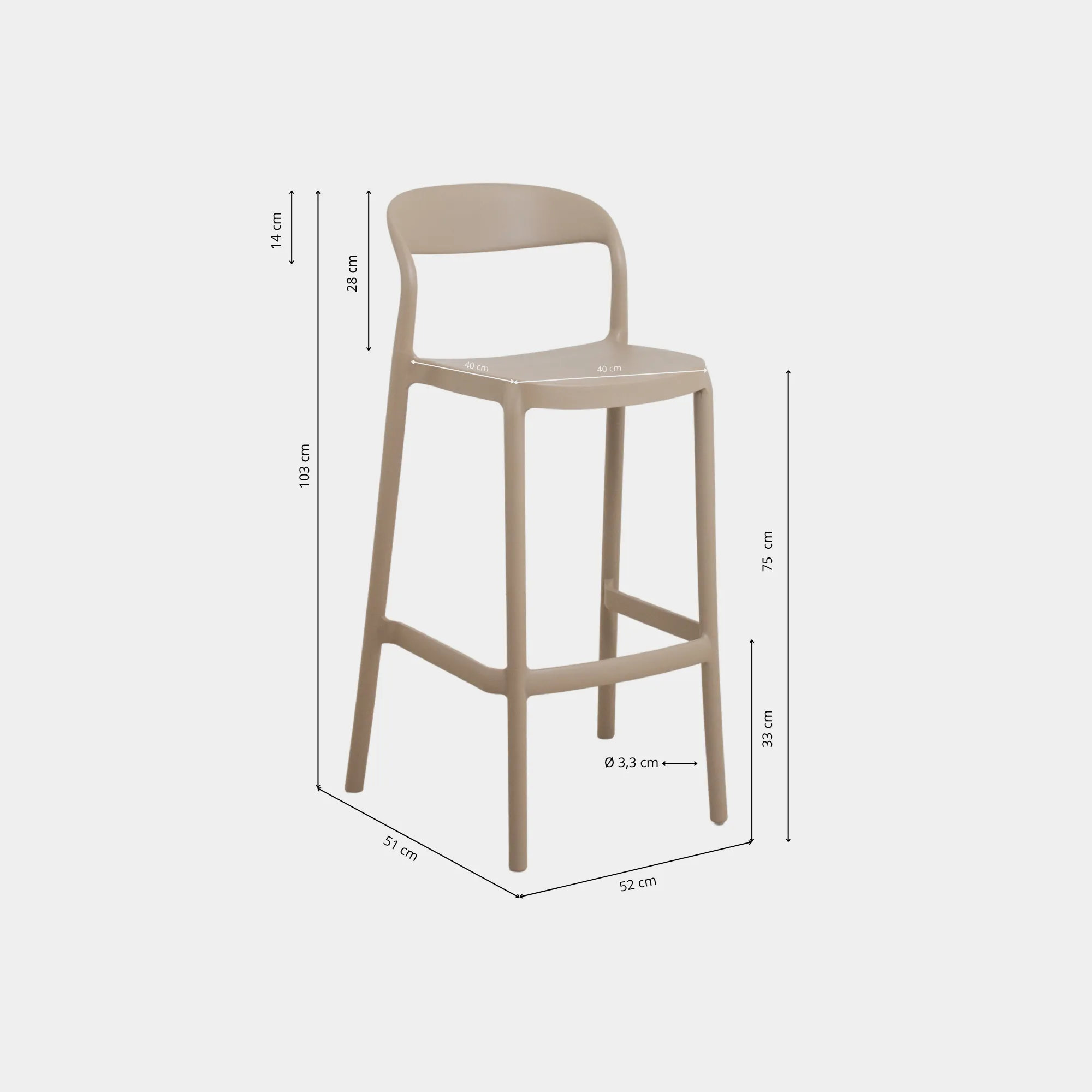 SILLA BAR WAVY POLIPROPILENO BEIGE - 4