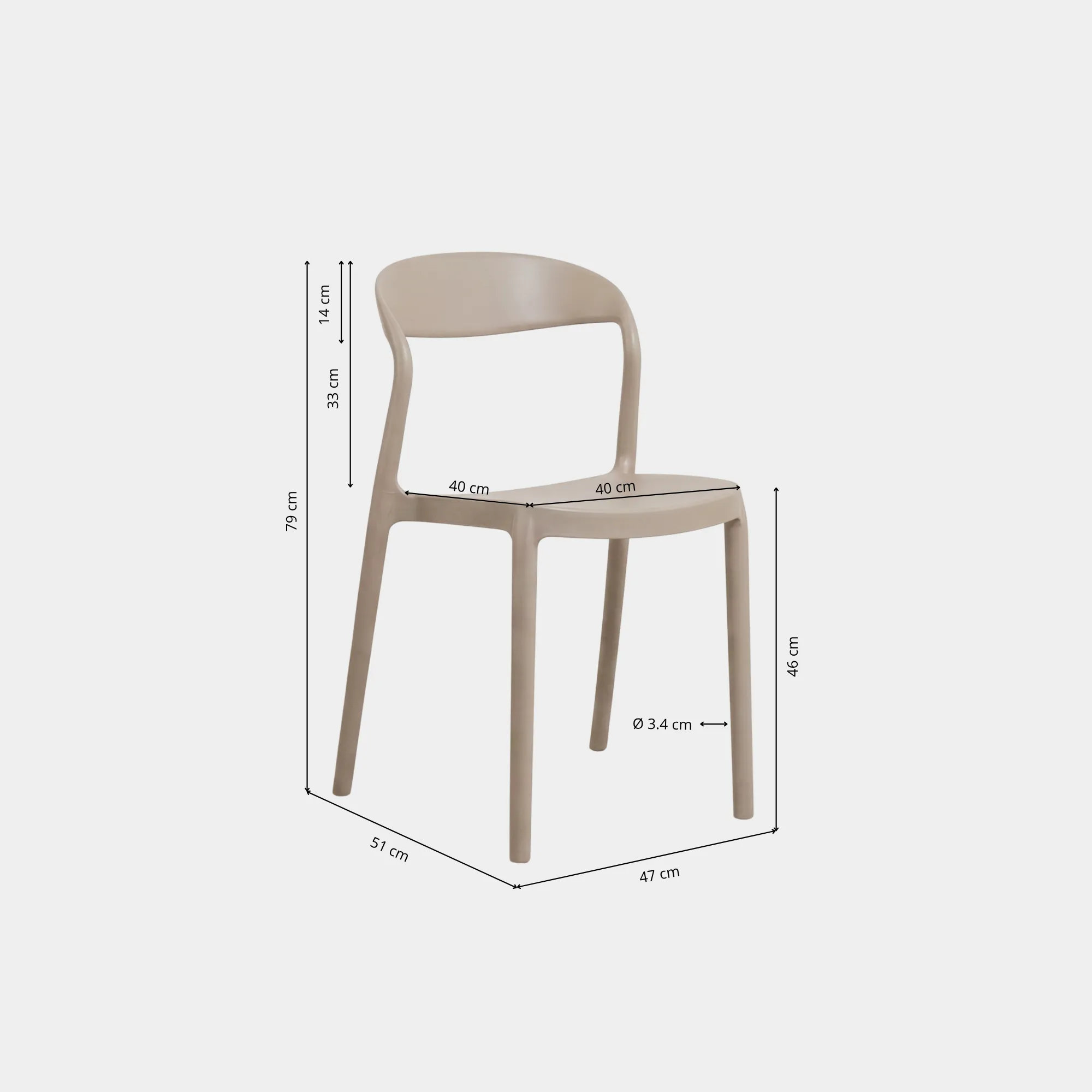 SILLA COMEDOR WAVY POLIPROPILENO BEIGE - 4