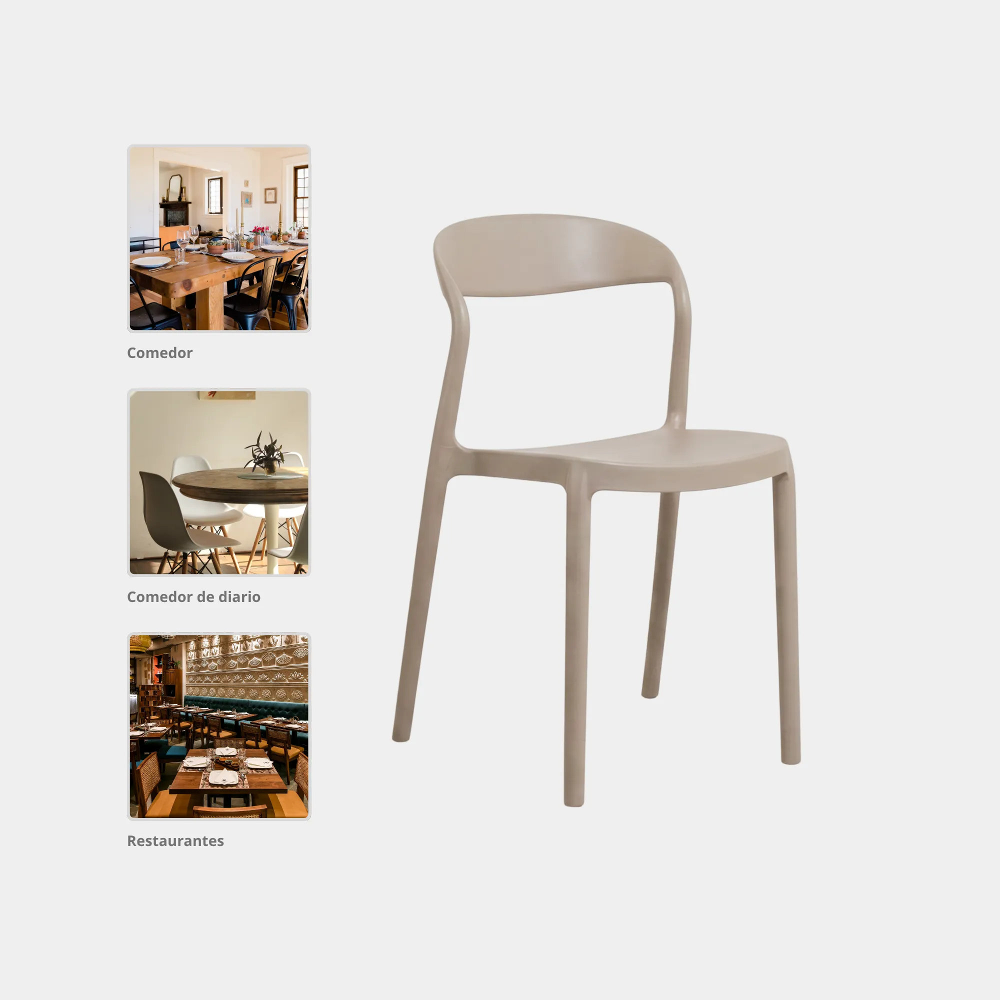 SILLA COMEDOR WAVY POLIPROPILENO BEIGE - 5