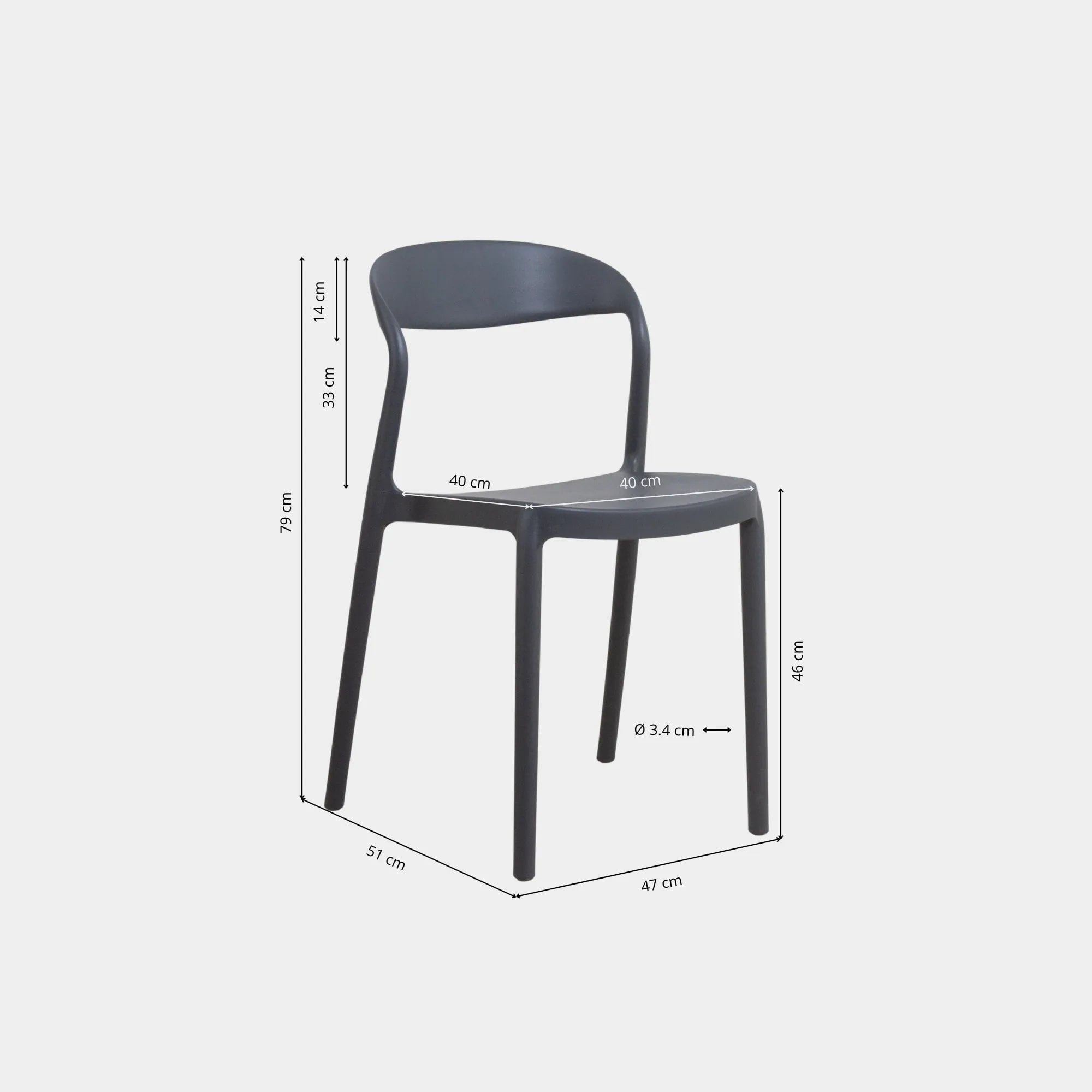SILLA COMEDOR WAVY POLIPROPILENO DARK GREY - 4