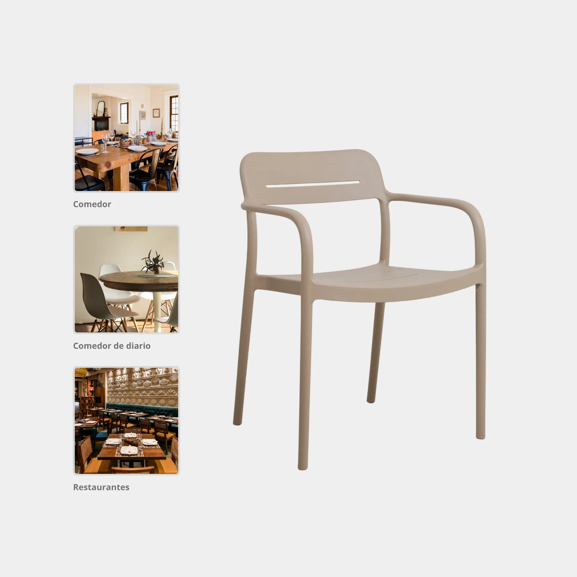 SILLA COMEDOR LUVY POLIPROPILENO BEIGE - 5