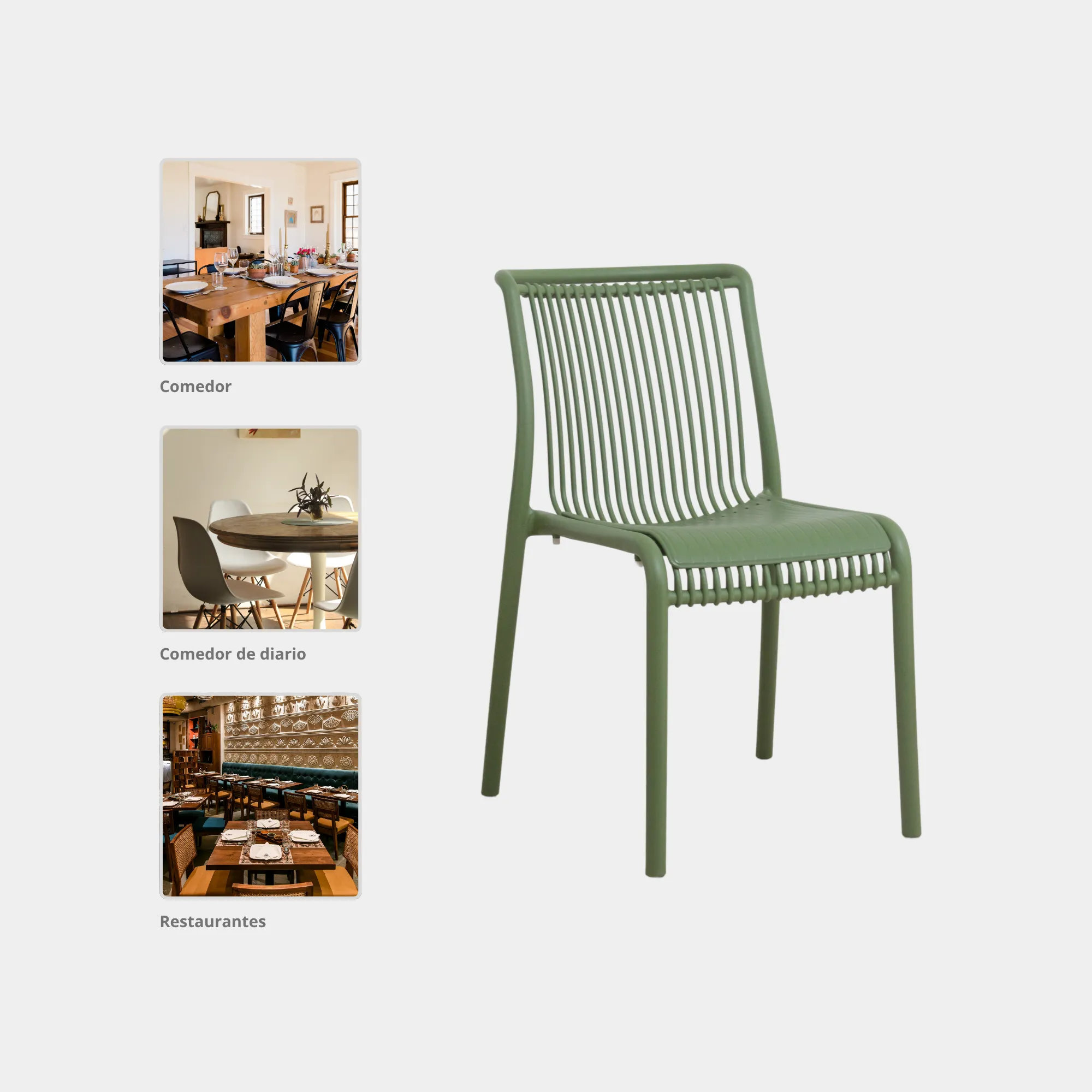 SILLA COMEDOR NAVEEN POLIPROPILENO GREEN - 5