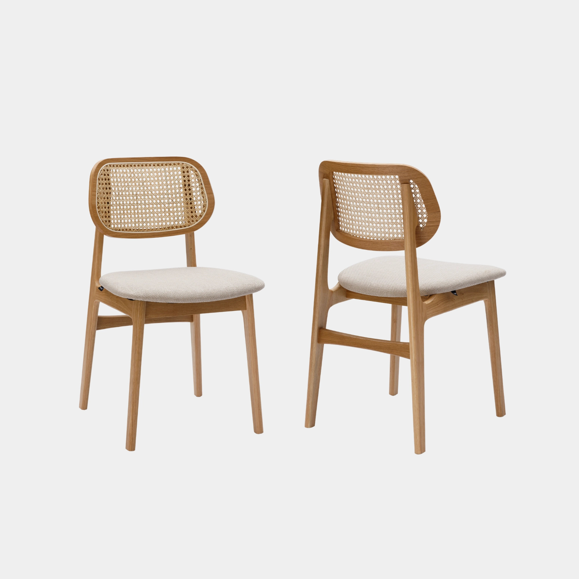 SILLA COMEDOR VRUNA MADERA Y RATTAN Y TELA NATURAL Y LIGHT GREY - 3