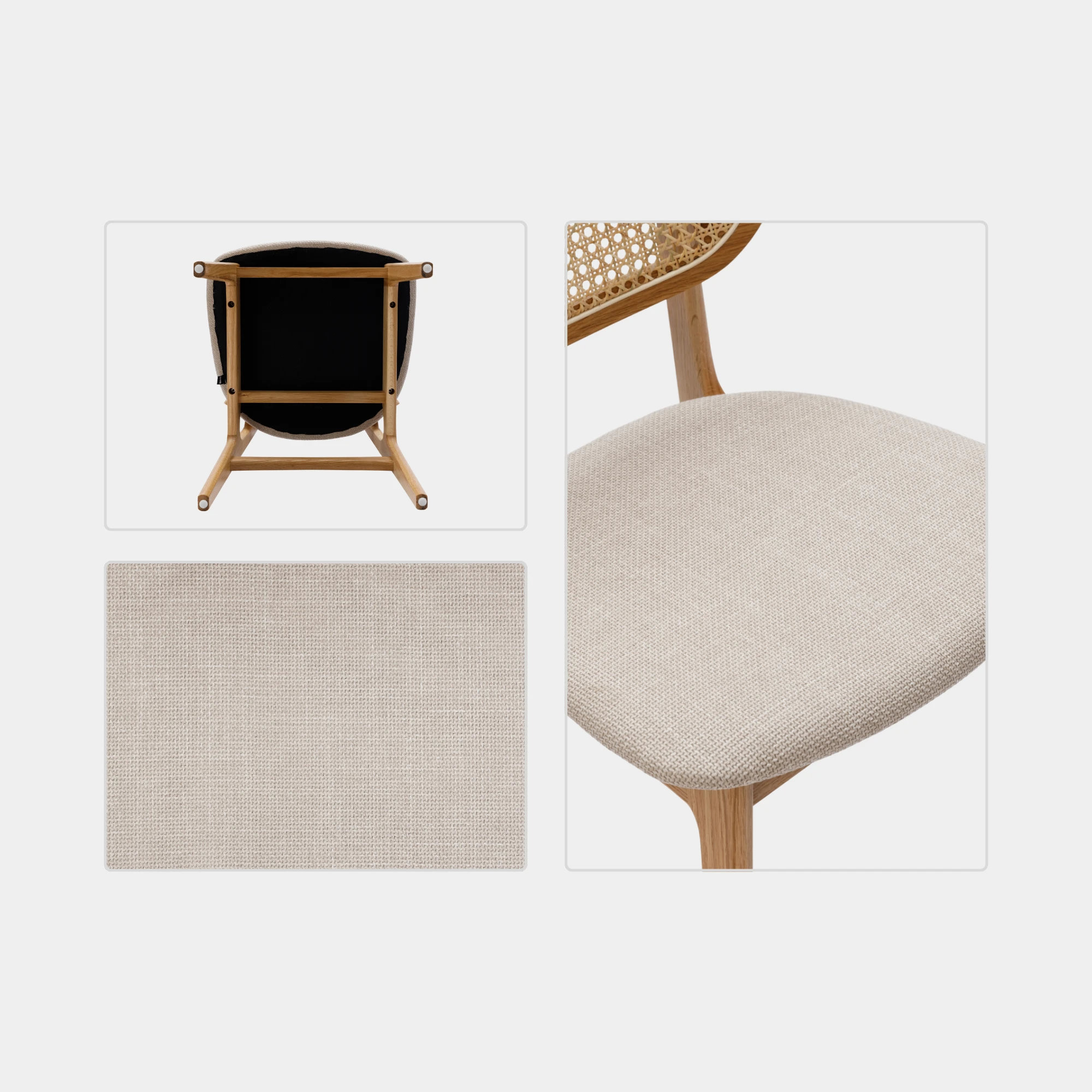 SILLA COMEDOR VRUNA MADERA Y RATTAN Y TELA NATURAL Y LIGHT GREY - 7