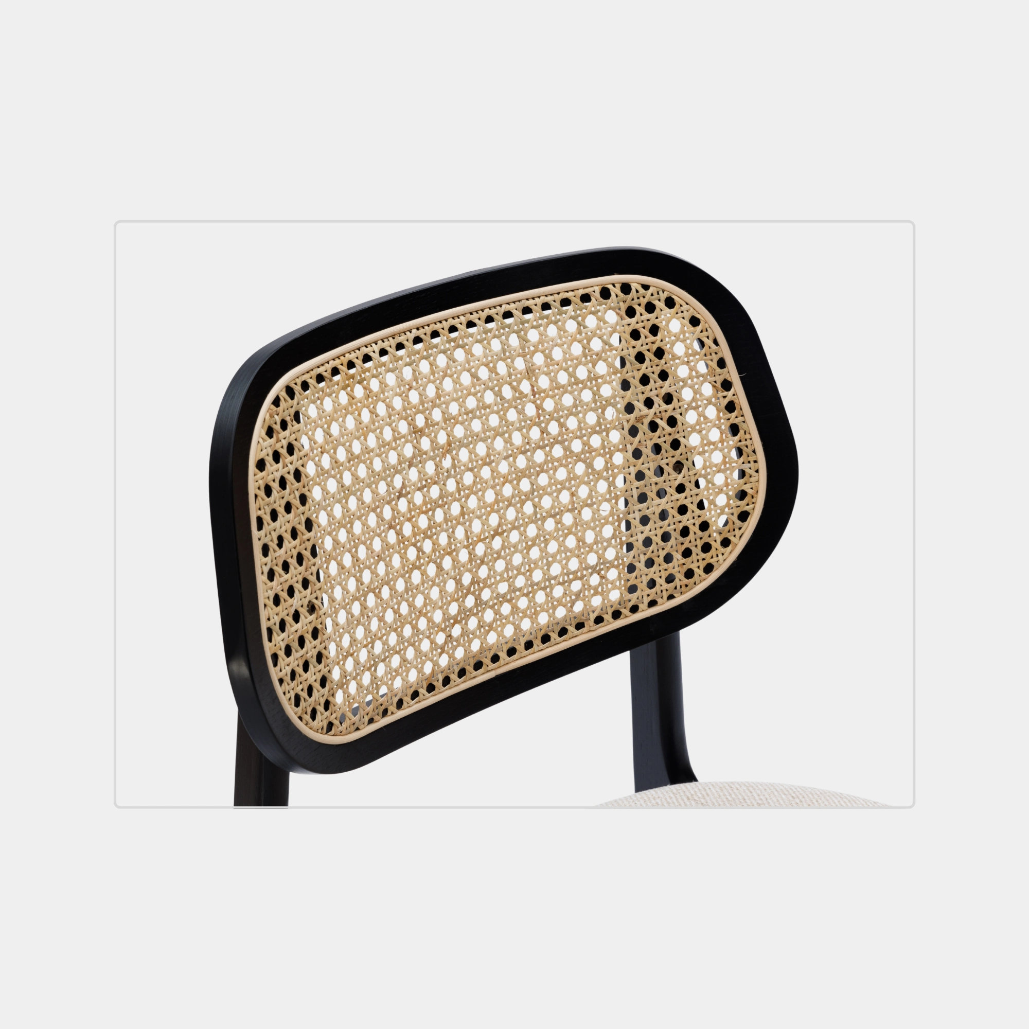 SILLA COMEDOR VRUNA MADERA Y RATTAN Y TELA BLACK Y LIGHT BEIGE - 6