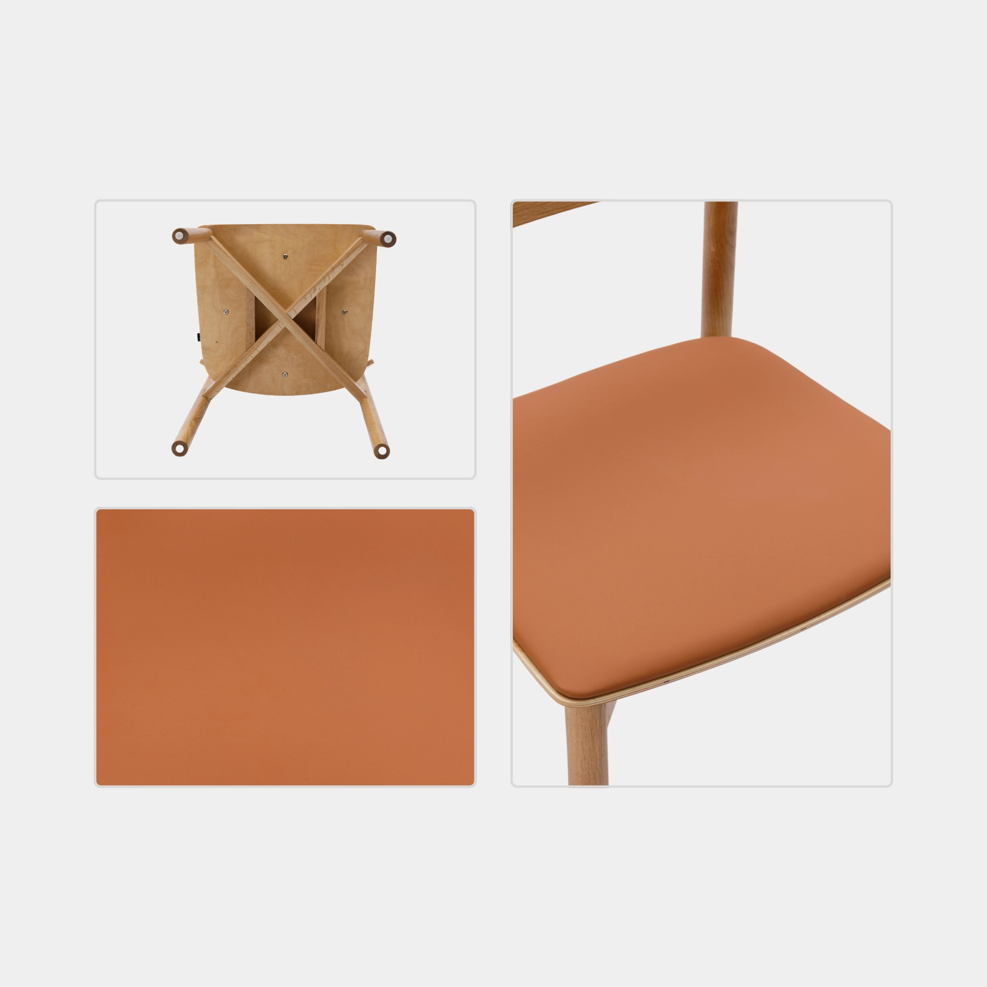 SILLA COMEDOR NOAH MADERA Y CUERINA NATURAL Y BROWN - 7