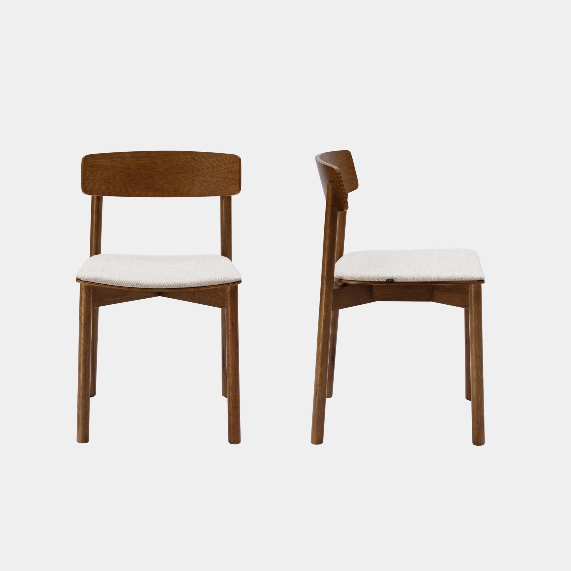 SILLA COMEDOR NOAH MADERA Y TELA WALNUT Y CREAM - 2