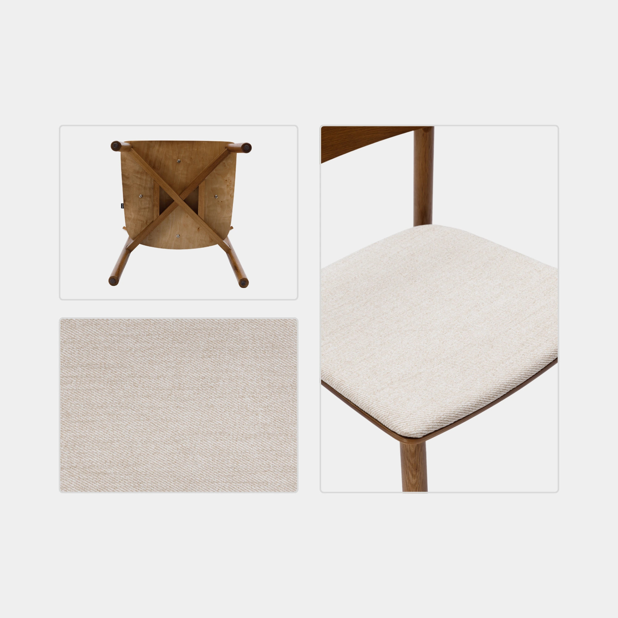 SILLA COMEDOR NOAH MADERA Y TELA WALNUT Y CREAM - 7